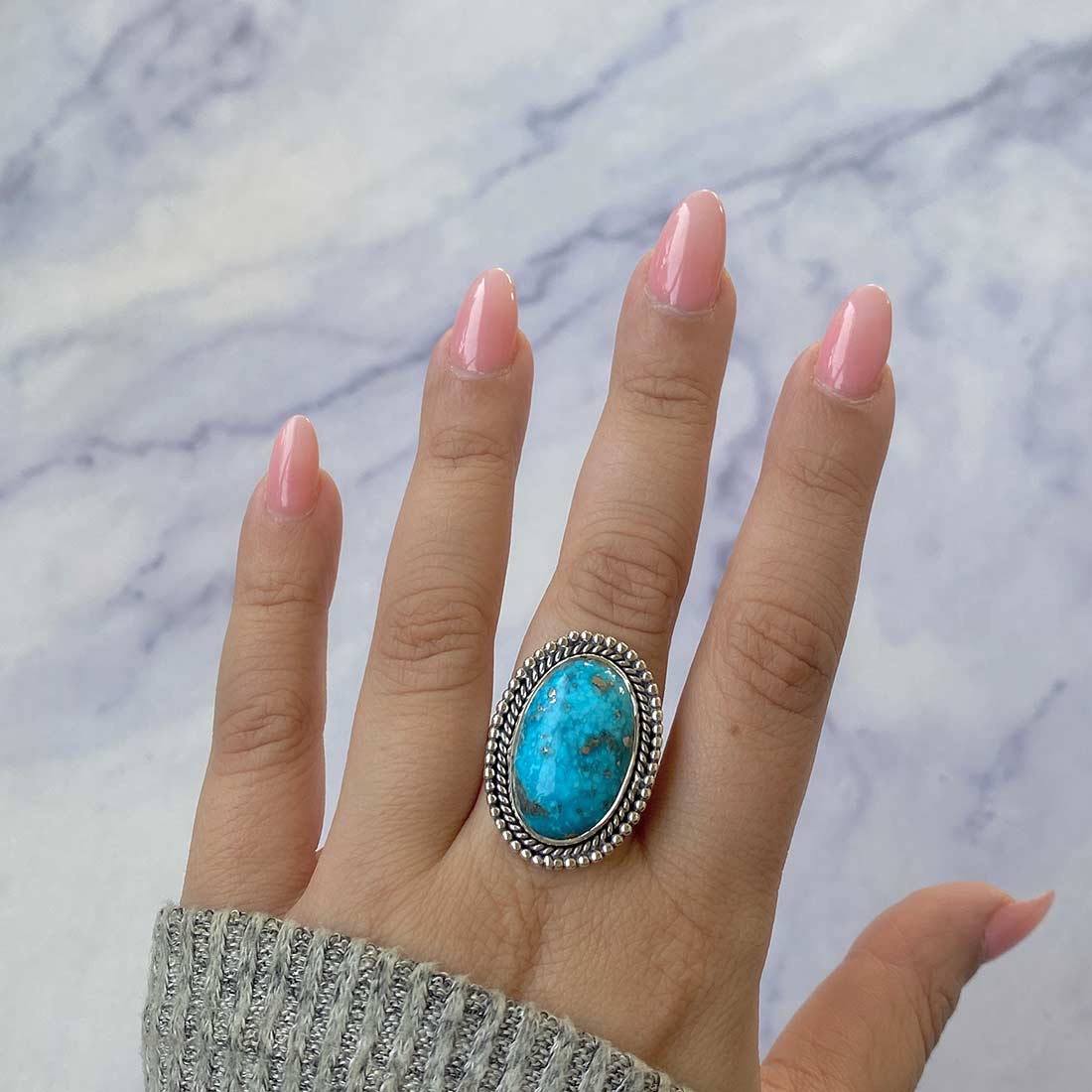 Turquoise Adjustable Ring-(TRQ-R-262.)