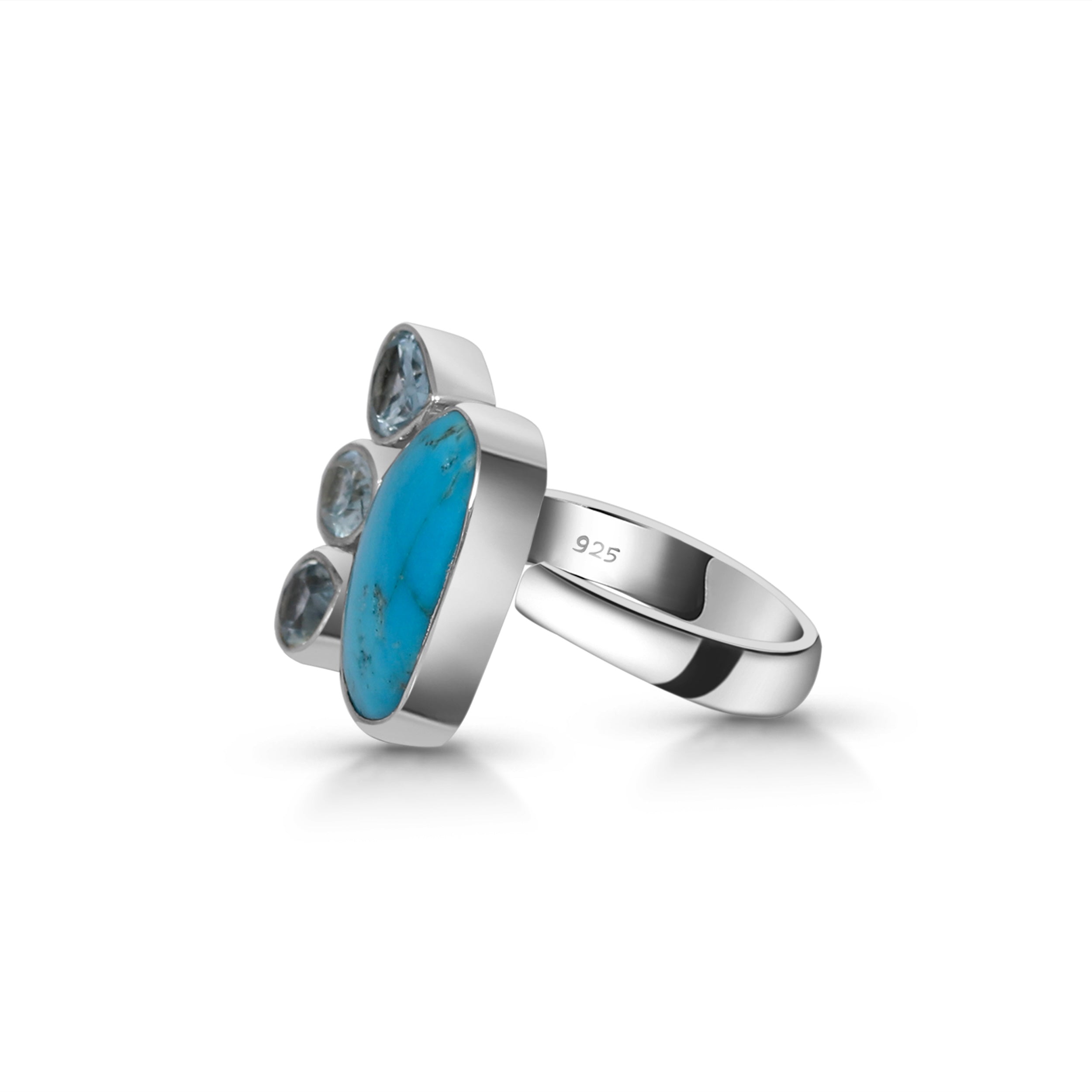 Turquoise (Rough) Adjustable Ring-(TRQ-R-29.)