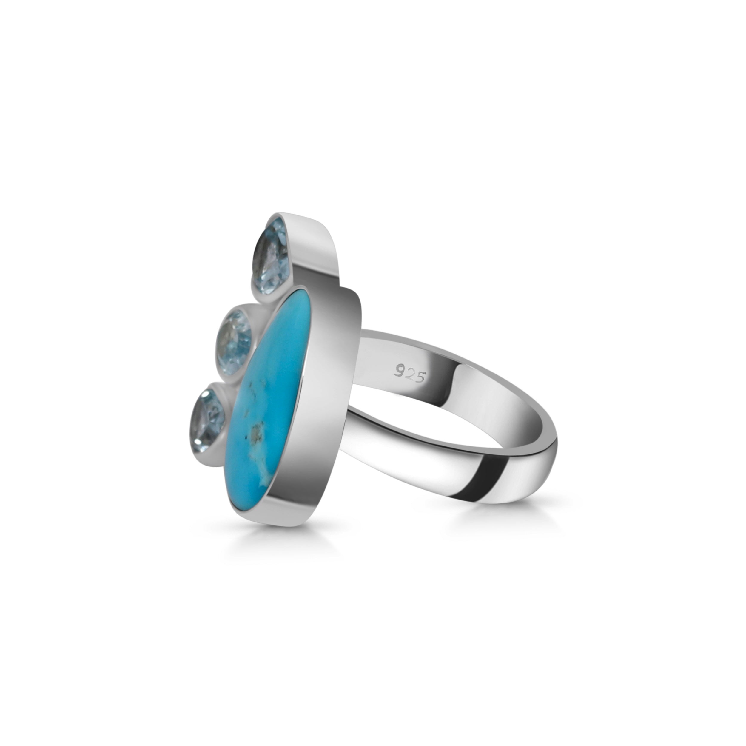 Turquoise (Rough) Adjustable Ring-(TRQ-R-33.)