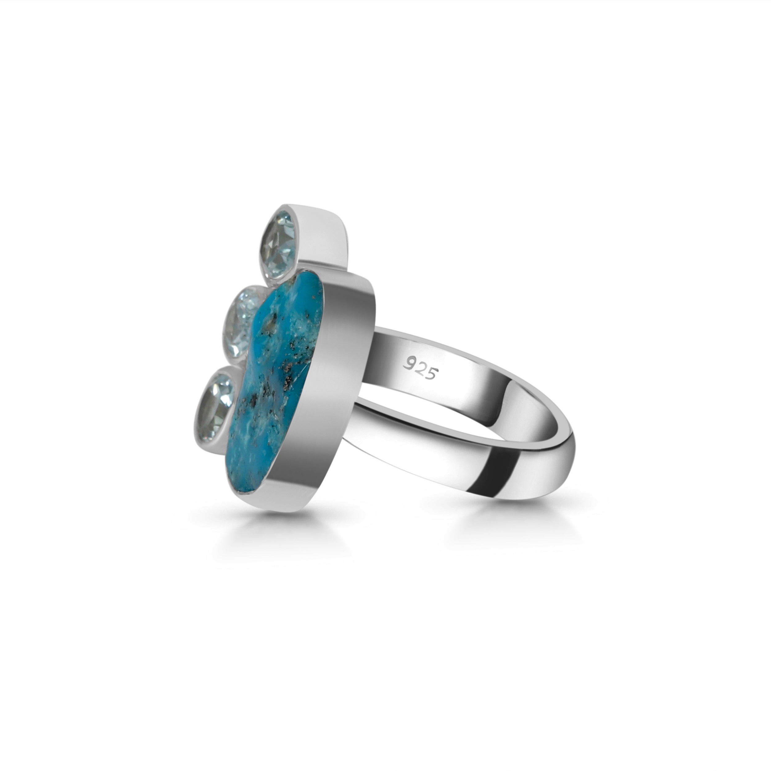 Turquoise (Rough) Adjustable Ring-(TRQ-R-6.)
