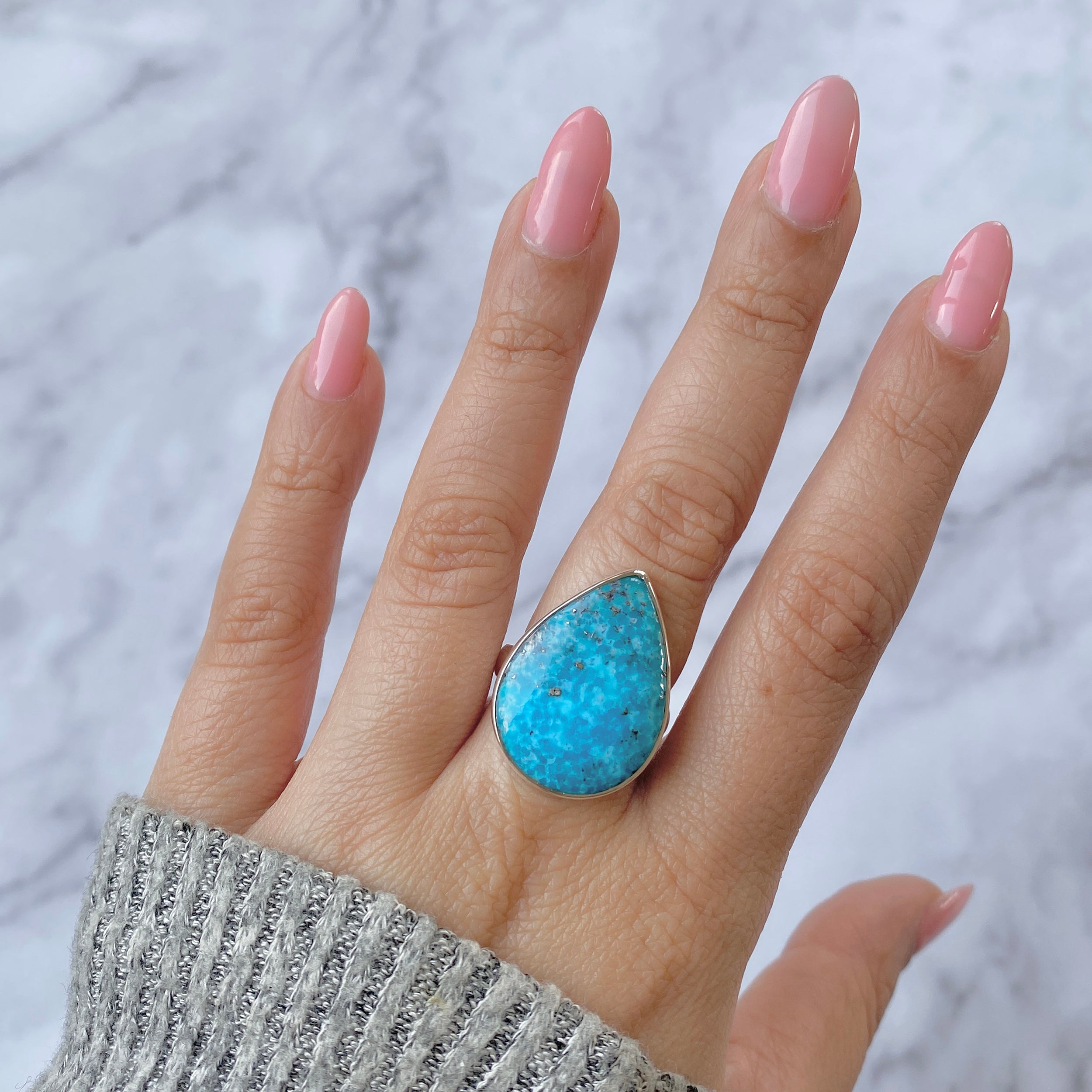 Turquoise Adjustable Ring-(TRQ-R-61.)
