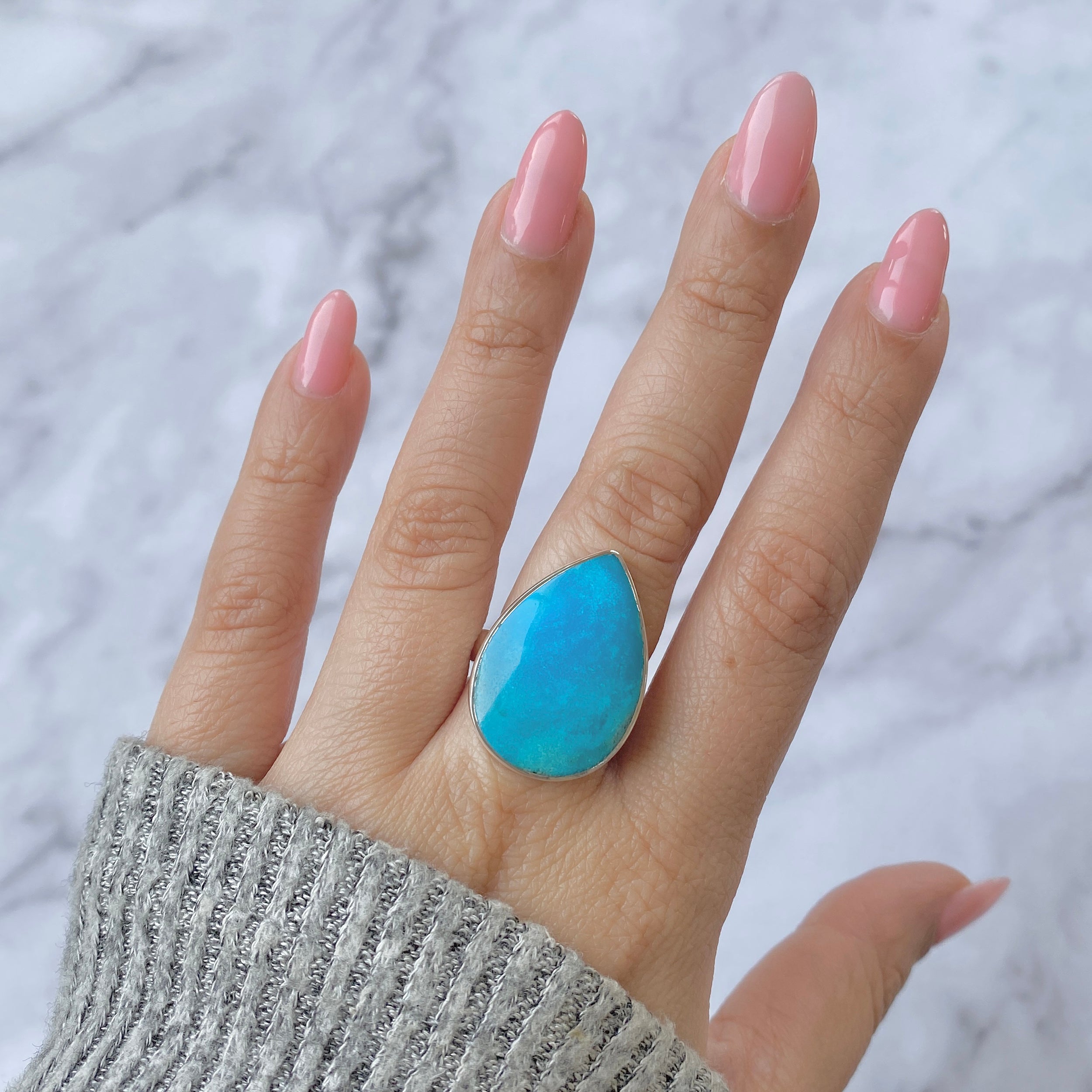 Turquoise Adjustable Ring-(TRQ-R-65.)