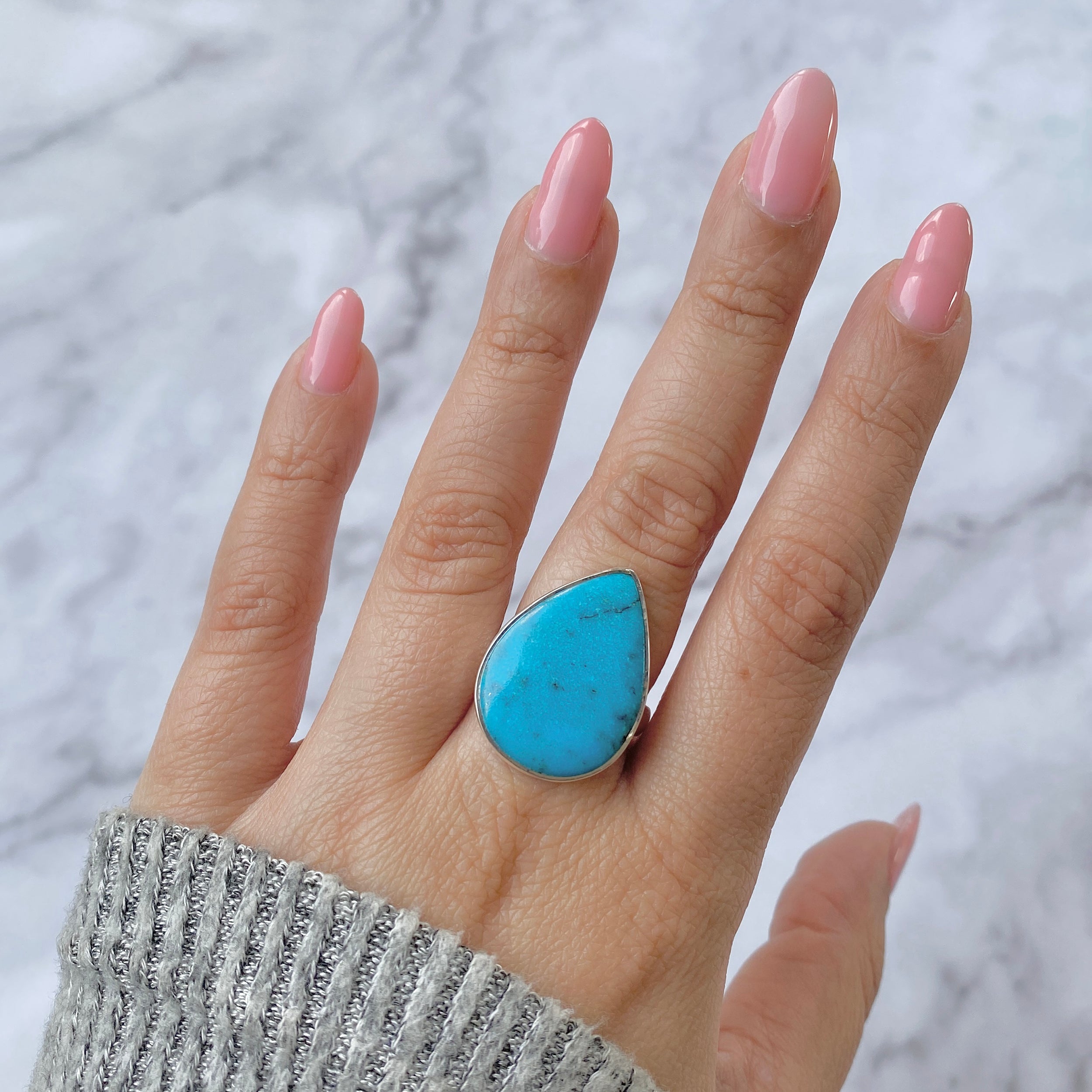 Turquoise Adjustable Ring-(TRQ-R-67.)