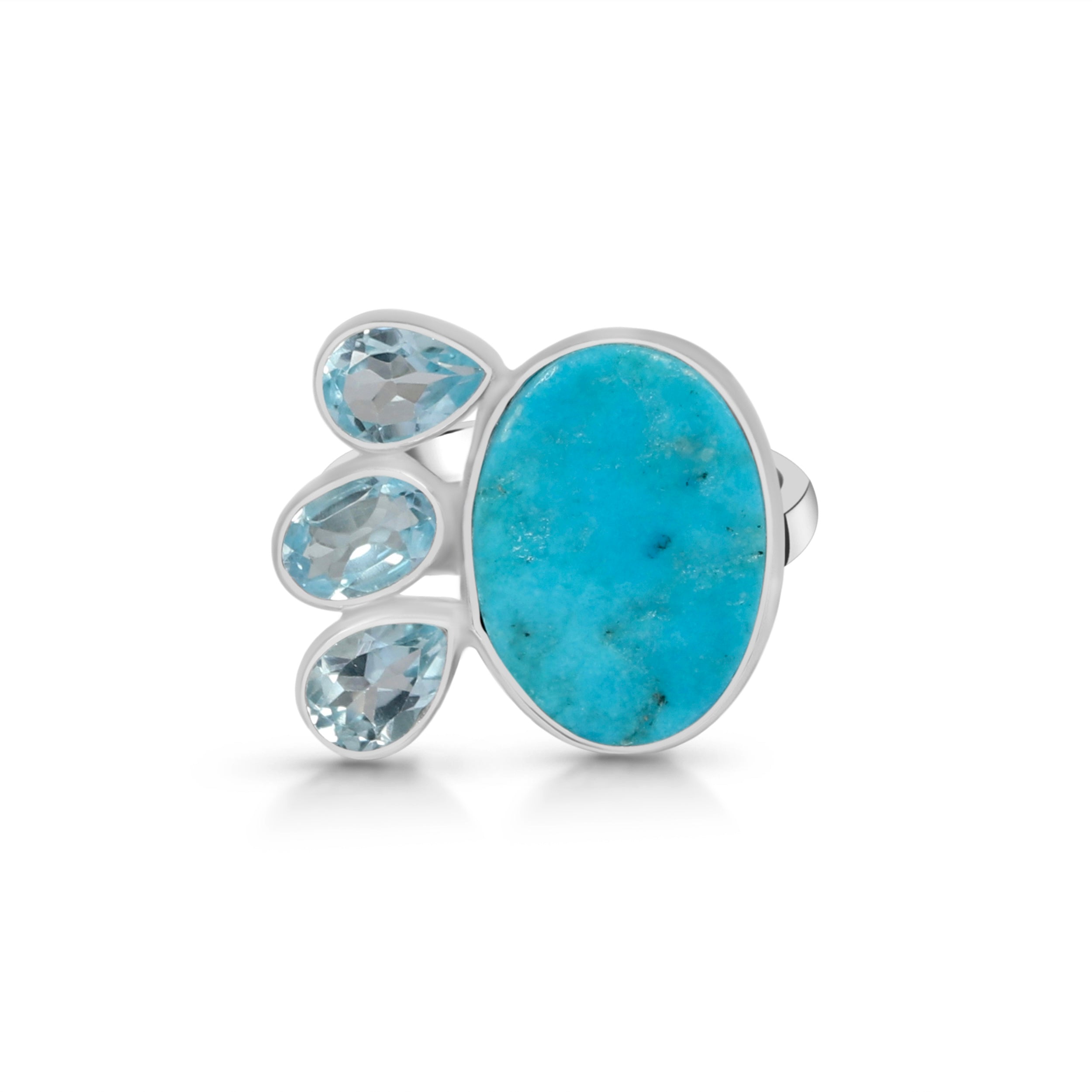 Turquoise (Rough) Adjustable Ring-(TRQ-R-7.)