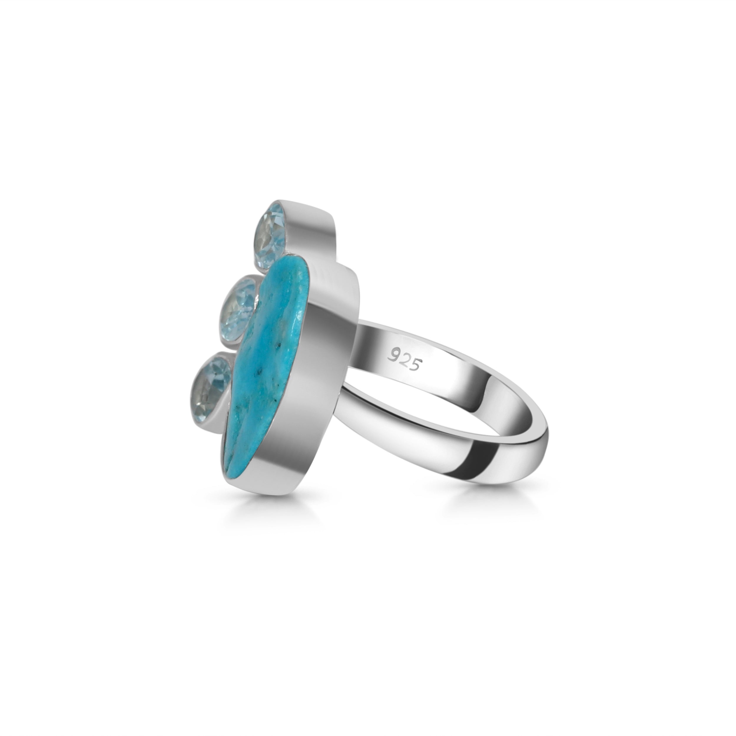 Turquoise (Rough) Adjustable Ring-(TRQ-R-7.)