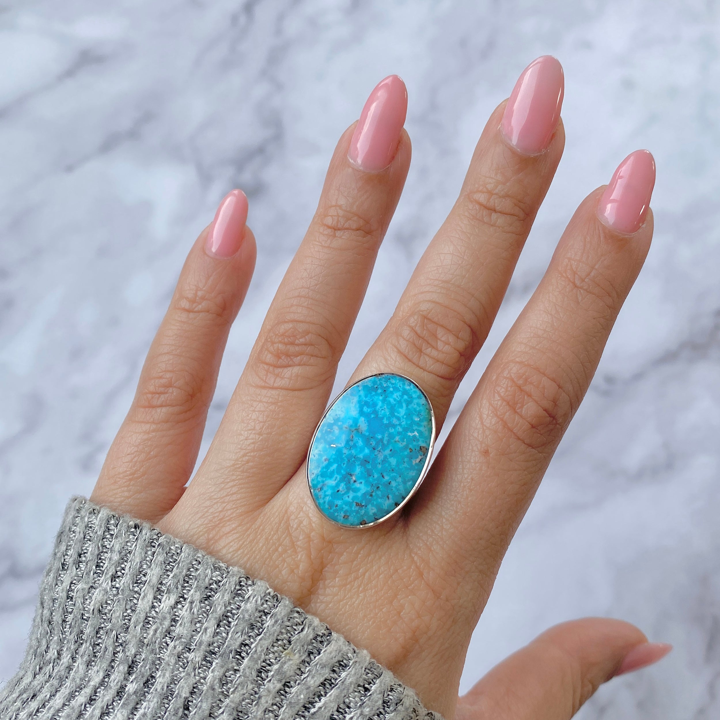 Turquoise Adjustable Ring-(TRQ-R-74.)