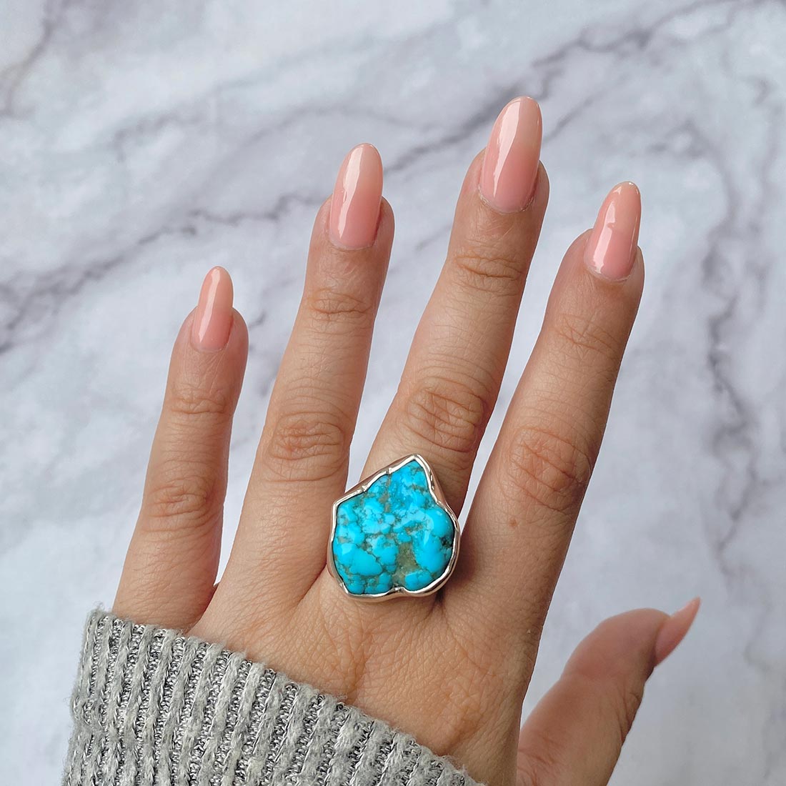 Turquoise (Rough) Adjustable Ring-(TRQ-R-86)