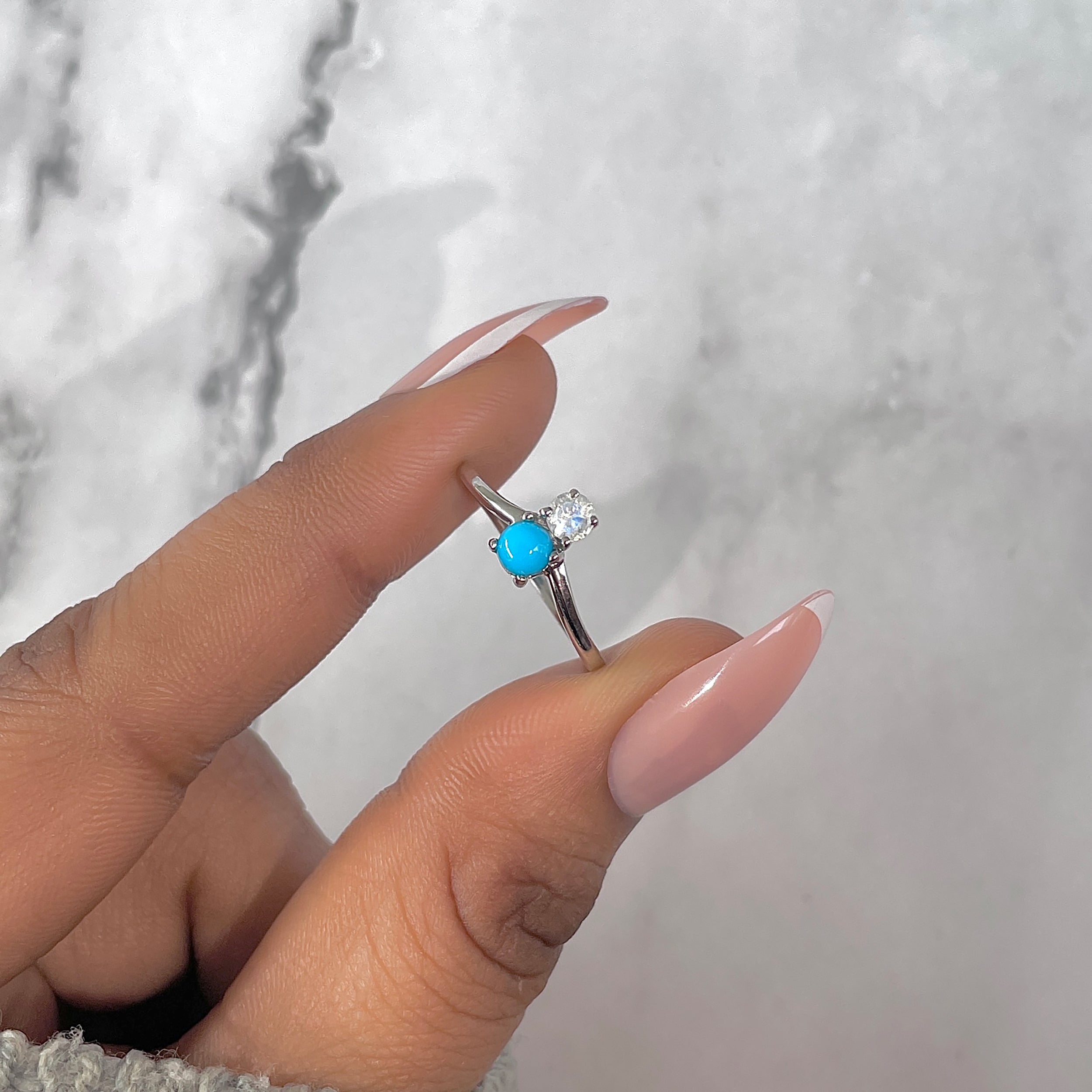 Turquoise & Moonstone Ring-(TRQ-RDR-1506.)