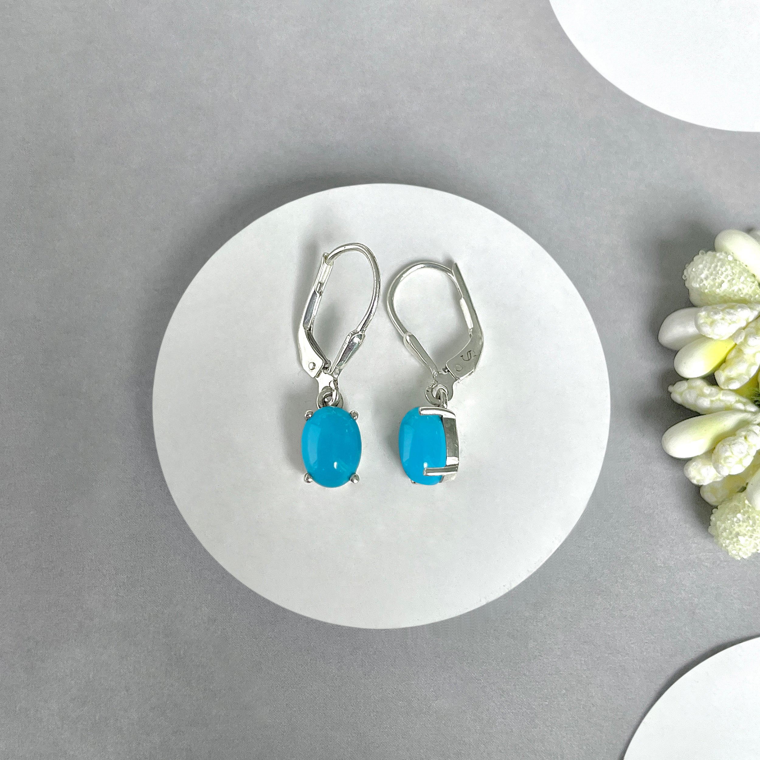 Turquoise Leverback Earrings-(TRQ-SE-1128.)
