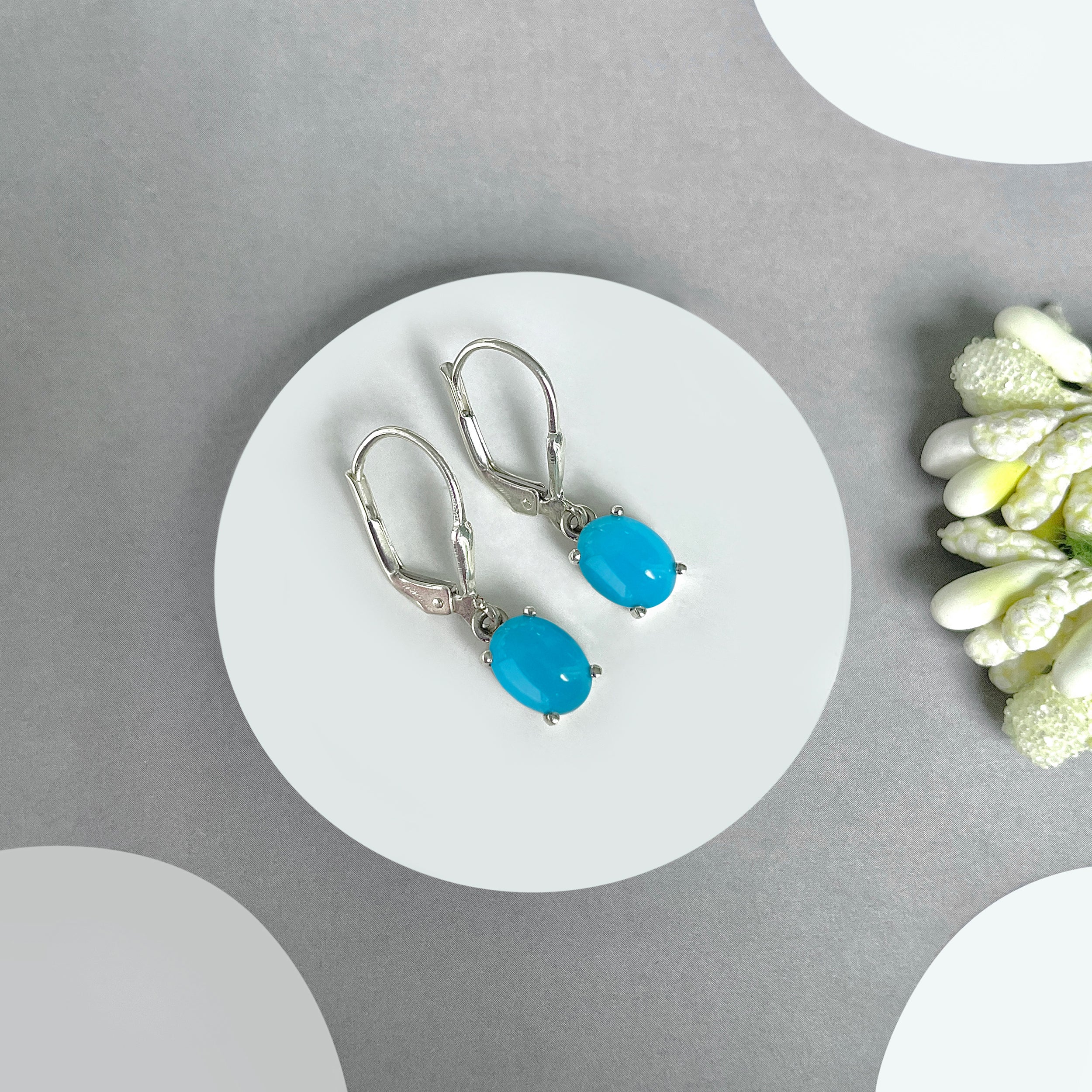 Turquoise Leverback Earrings-(TRQ-SE-1128.)