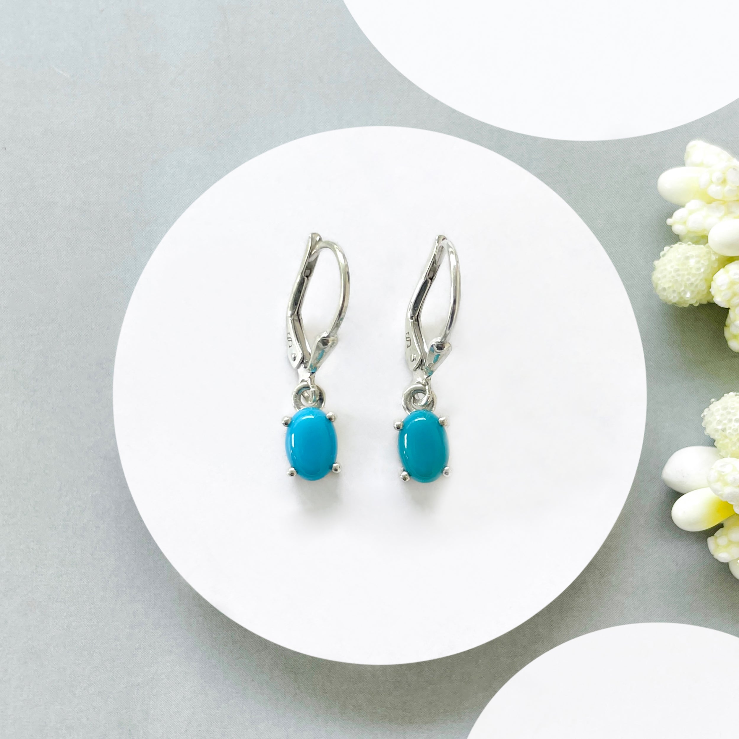 Turquoise Leverback Earring-(TRQ-SE-1177.)