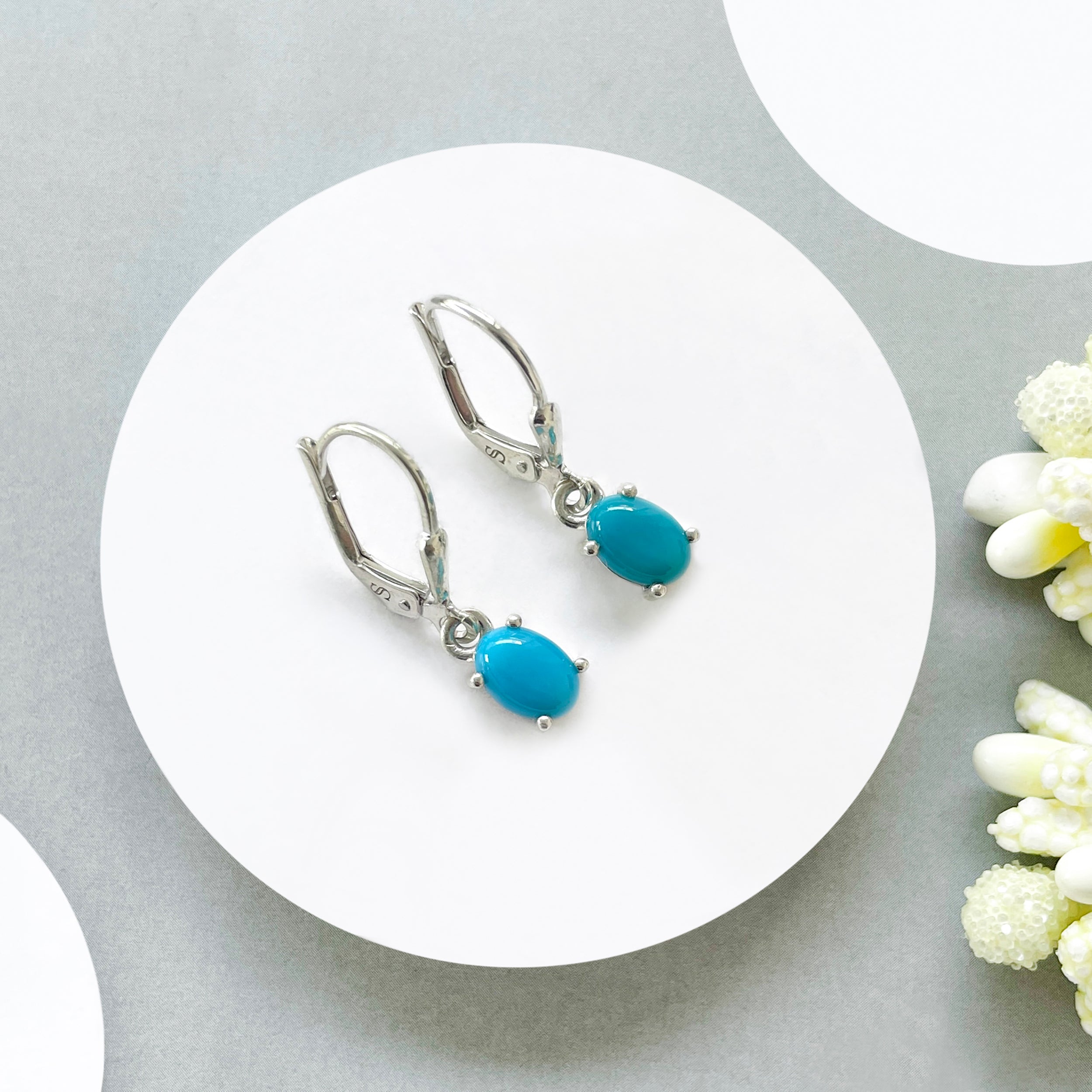Turquoise Leverback Earring-(TRQ-SE-1177.)