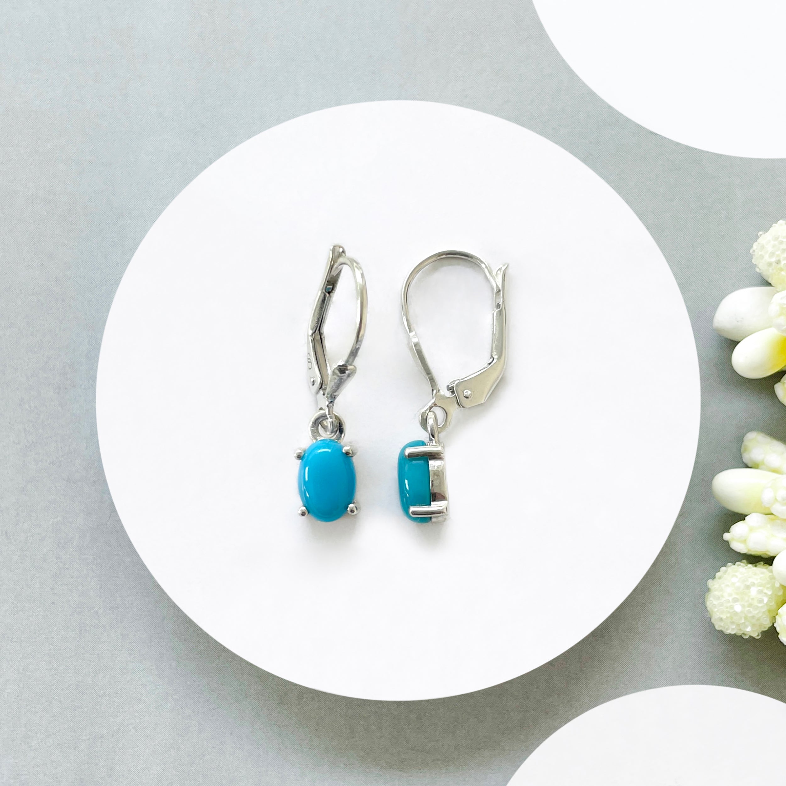 Turquoise Leverback Earring-(TRQ-SE-1177.)