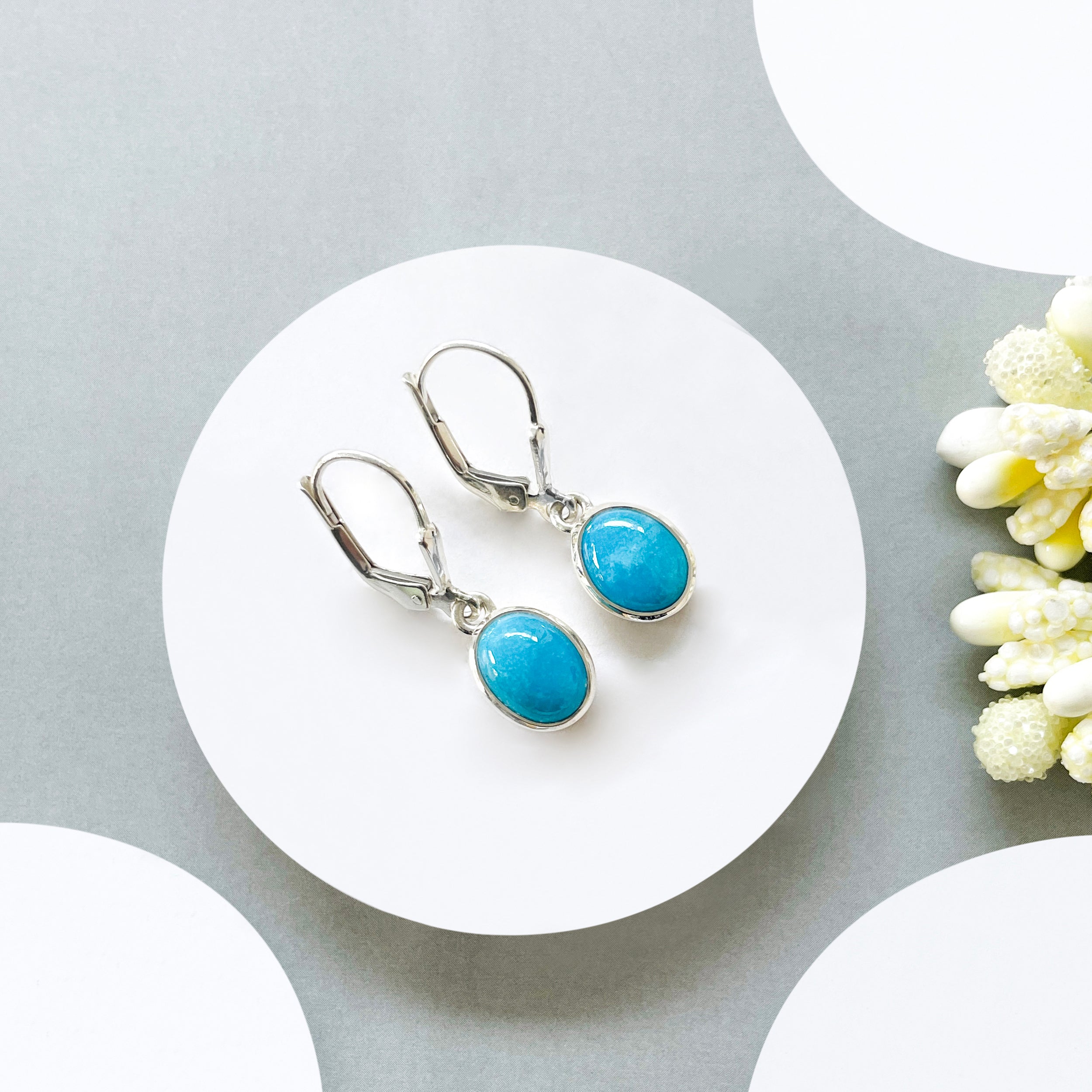 Turquoise Leverback Earring-(TRQ-SE-1232.)