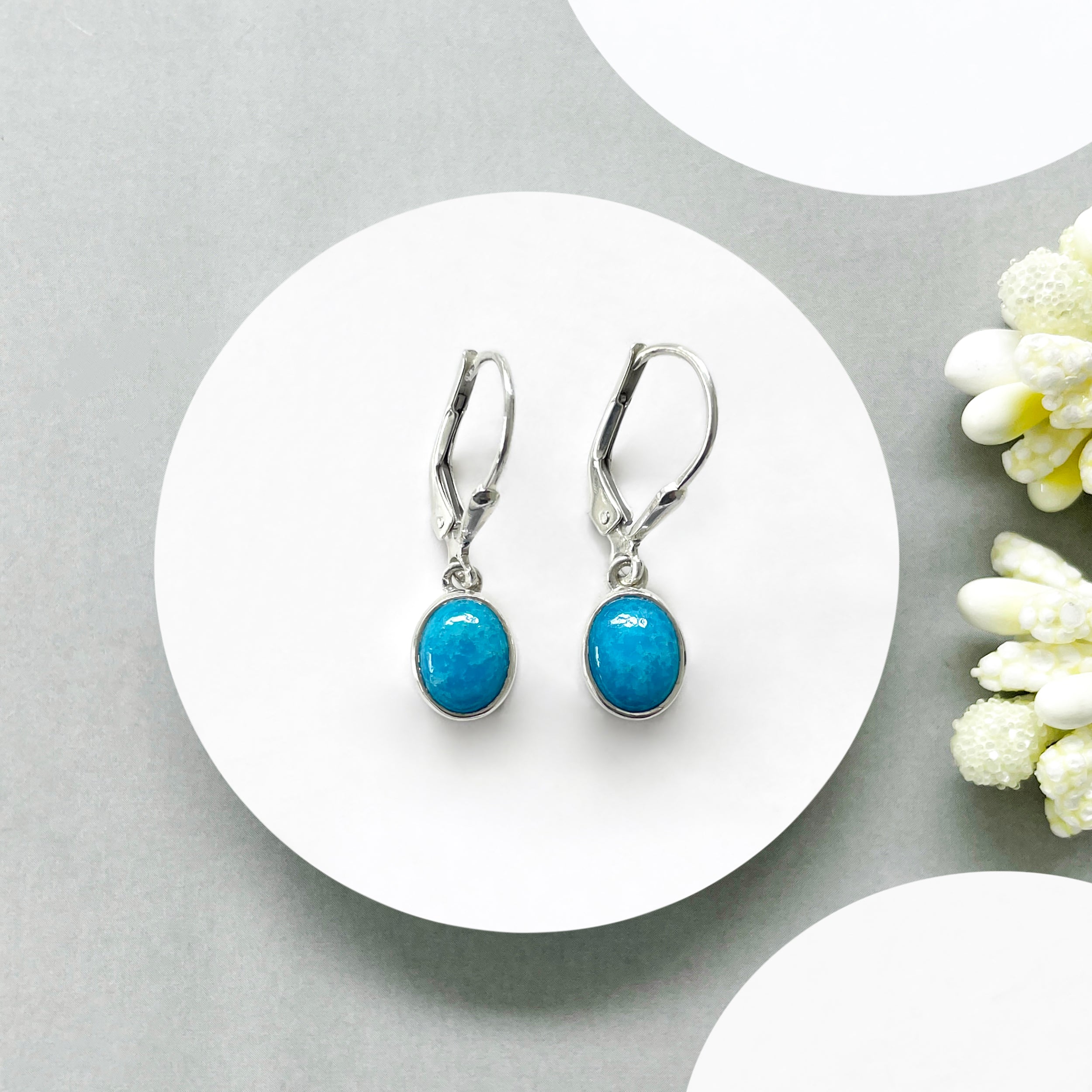 Turquoise Leverback Earring-(TRQ-SE-1242.)