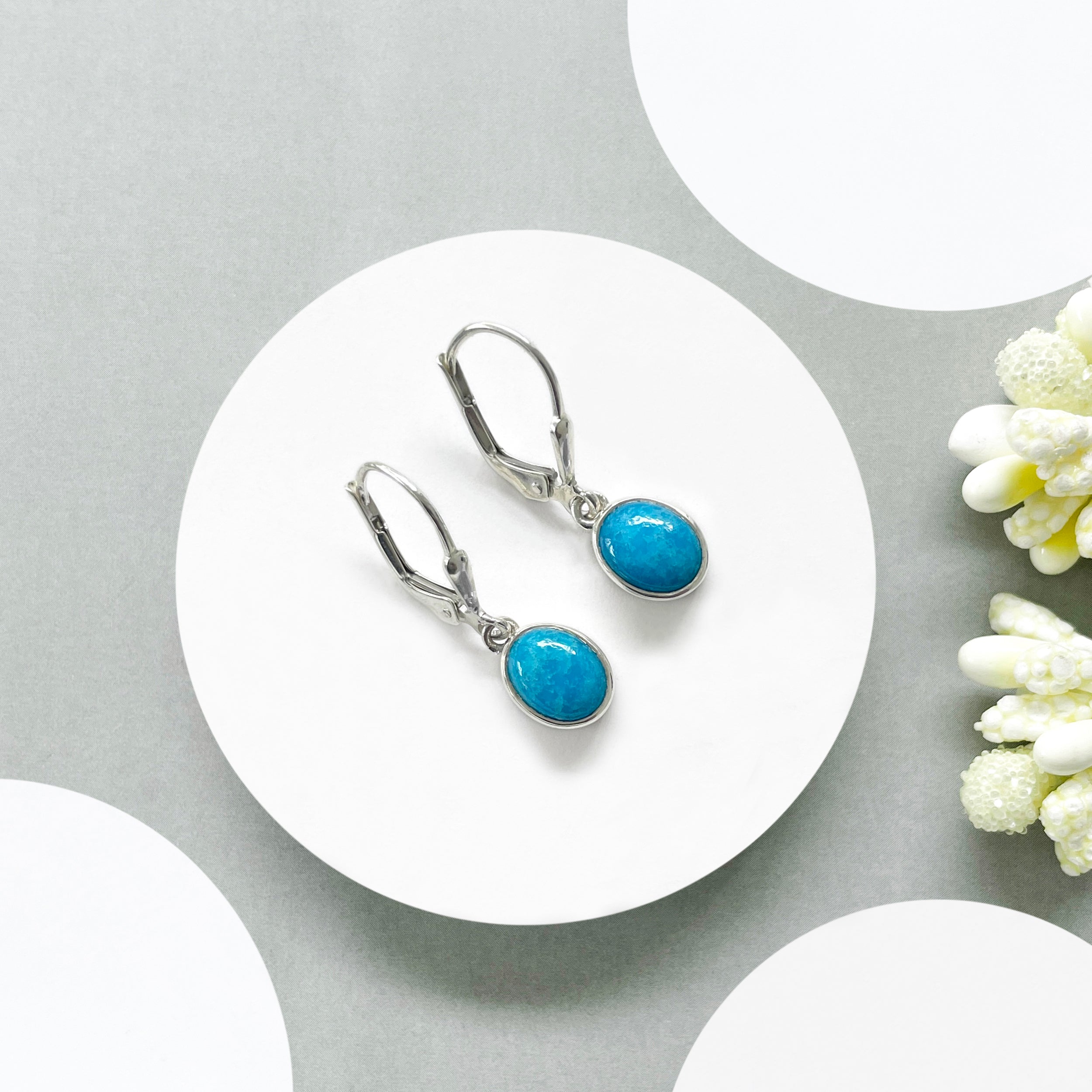 Turquoise Leverback Earring-(TRQ-SE-1242.)
