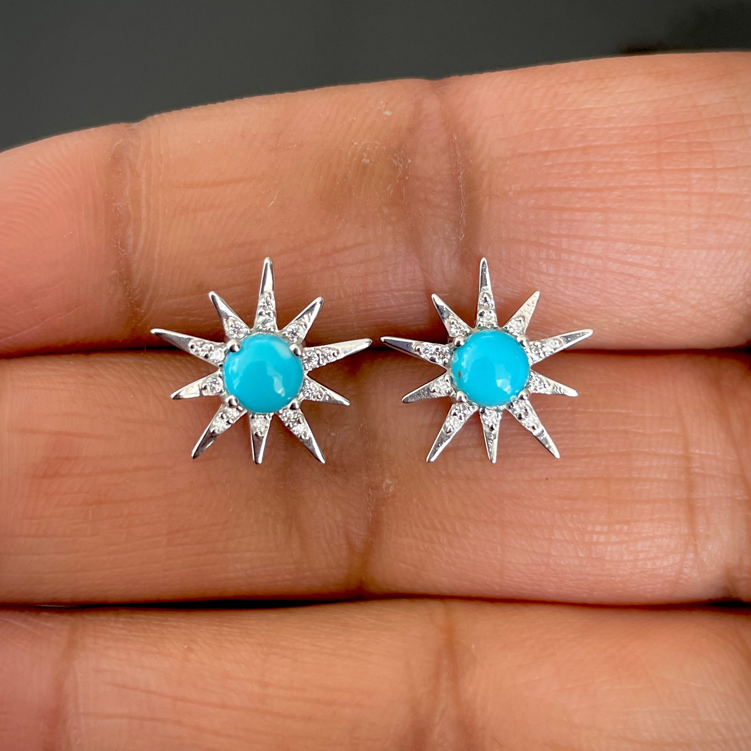 Turquoise Stud Earrings-(TRQ-SE-50W.)