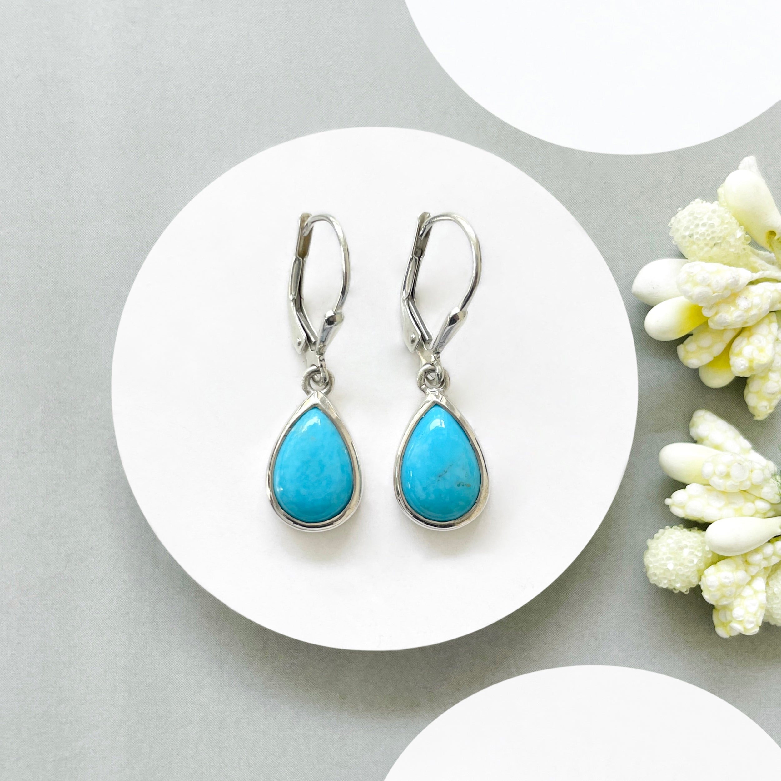 Turquoise Leverback Earring-(TRQ-SE-728.)