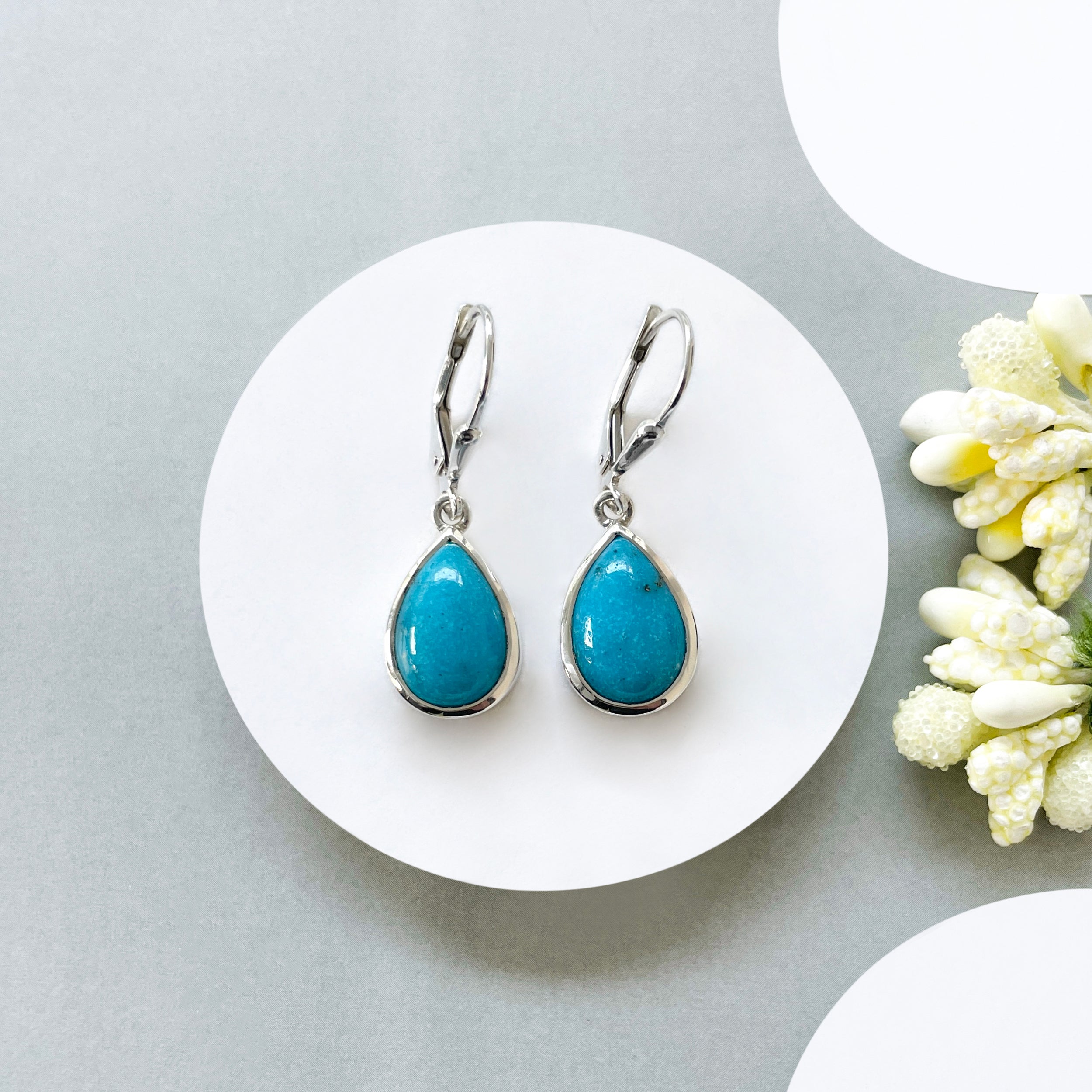 Turquoise Leverback Earring-(TRQ-SE-729.)