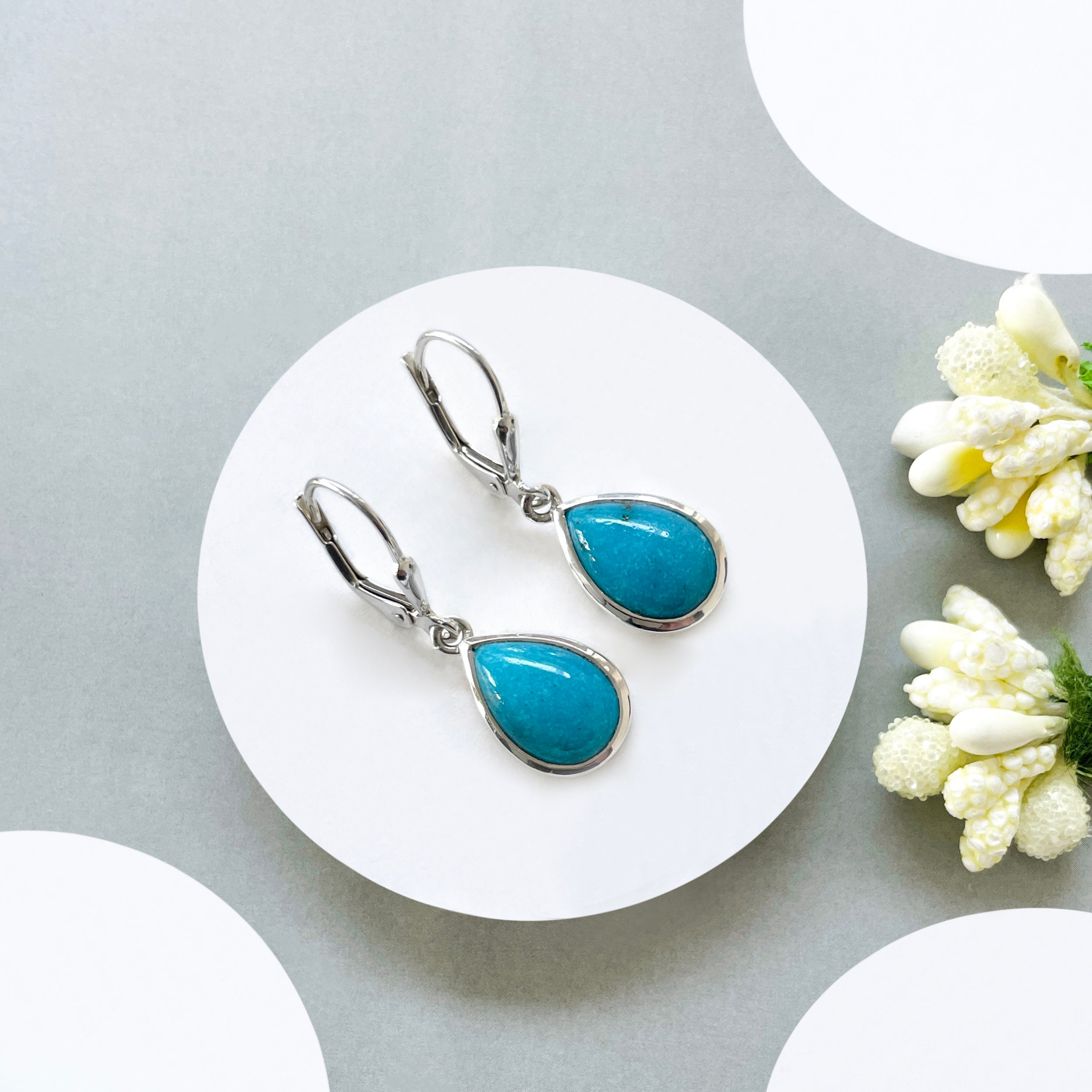 Turquoise Leverback Earring-(TRQ-SE-729.)