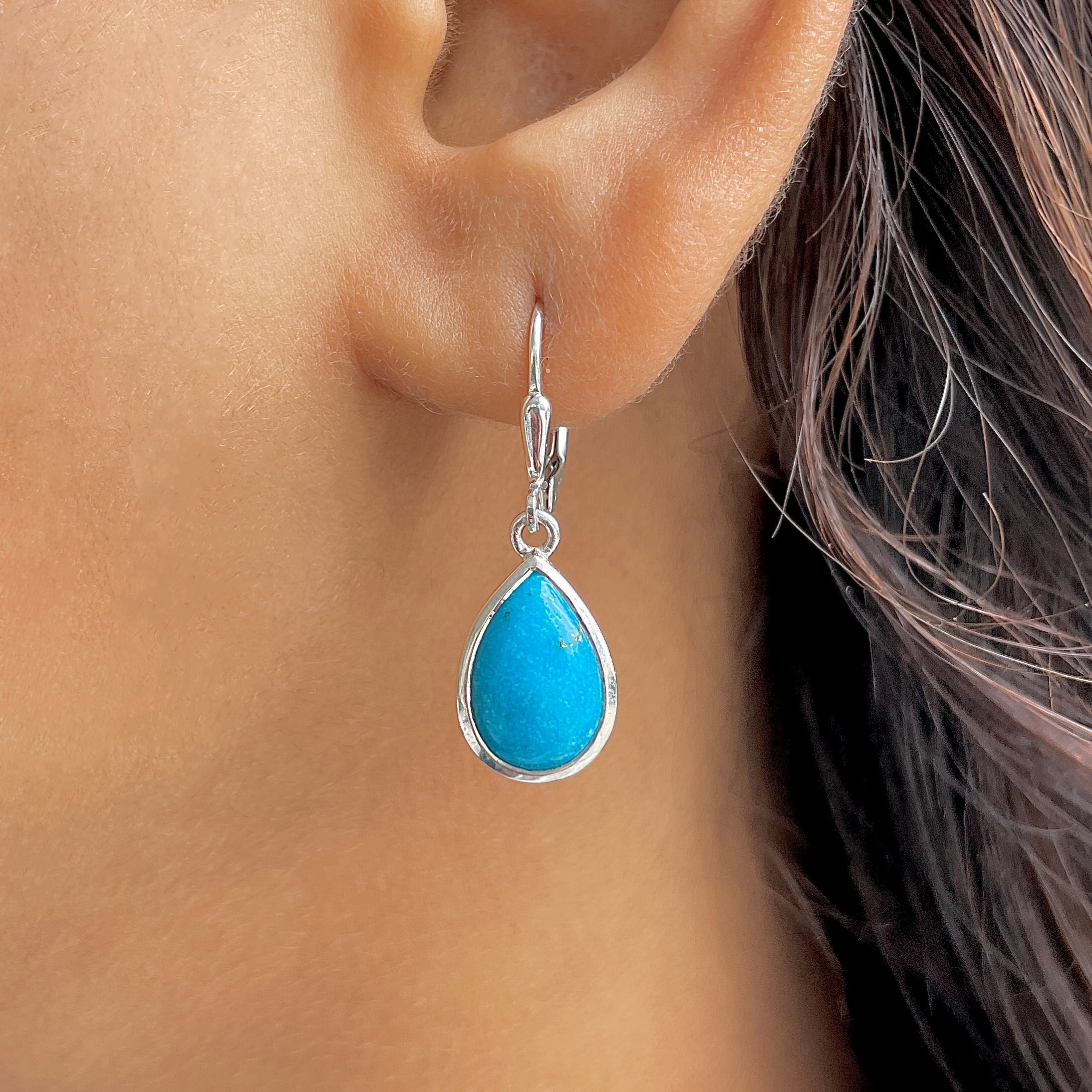 Turquoise Leverback Earring-(TRQ-SE-729.)