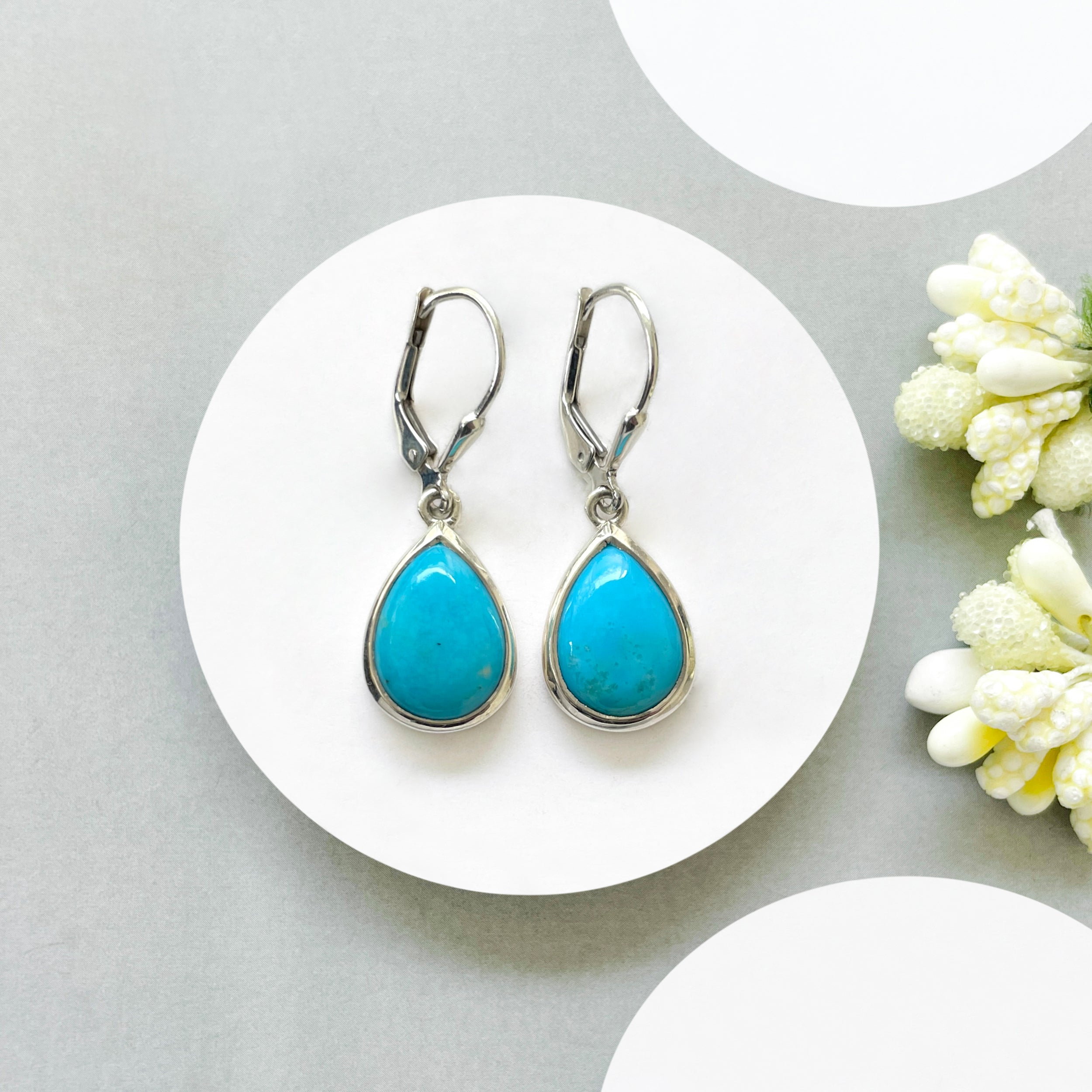Turquoise Leverback Earring-(TRQ-SE-731.)