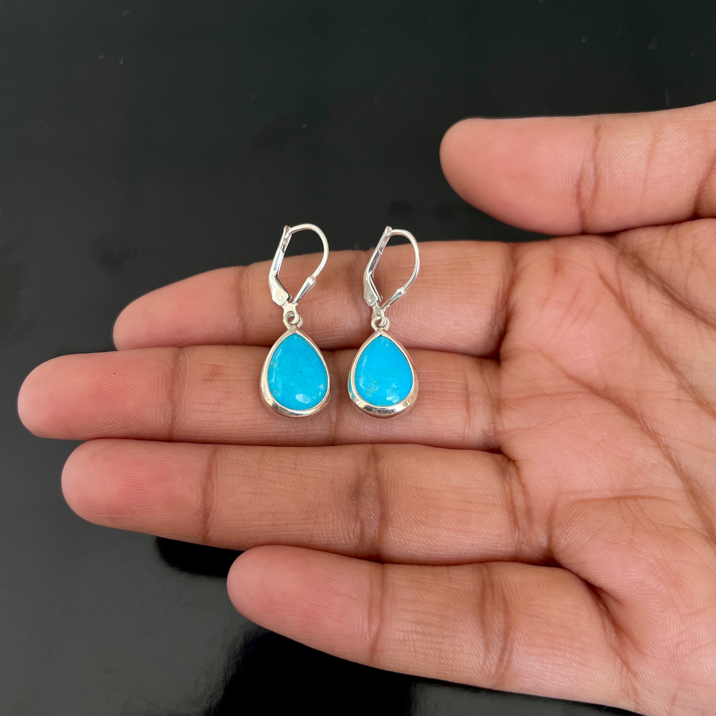 Turquoise Leverback Earring-(TRQ-SE-731.)