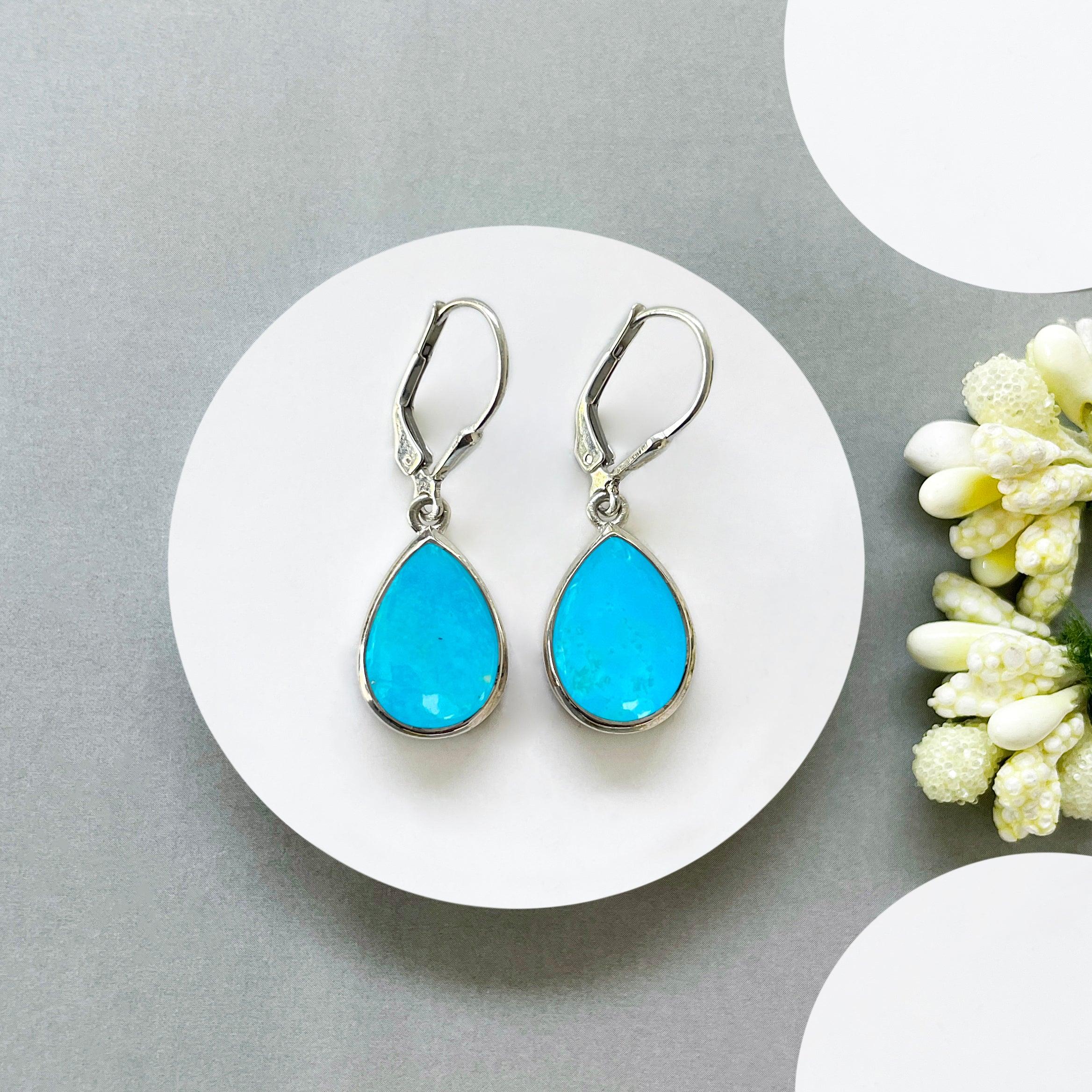 Turquoise Leverback Earring-(TRQ-SE-731.)