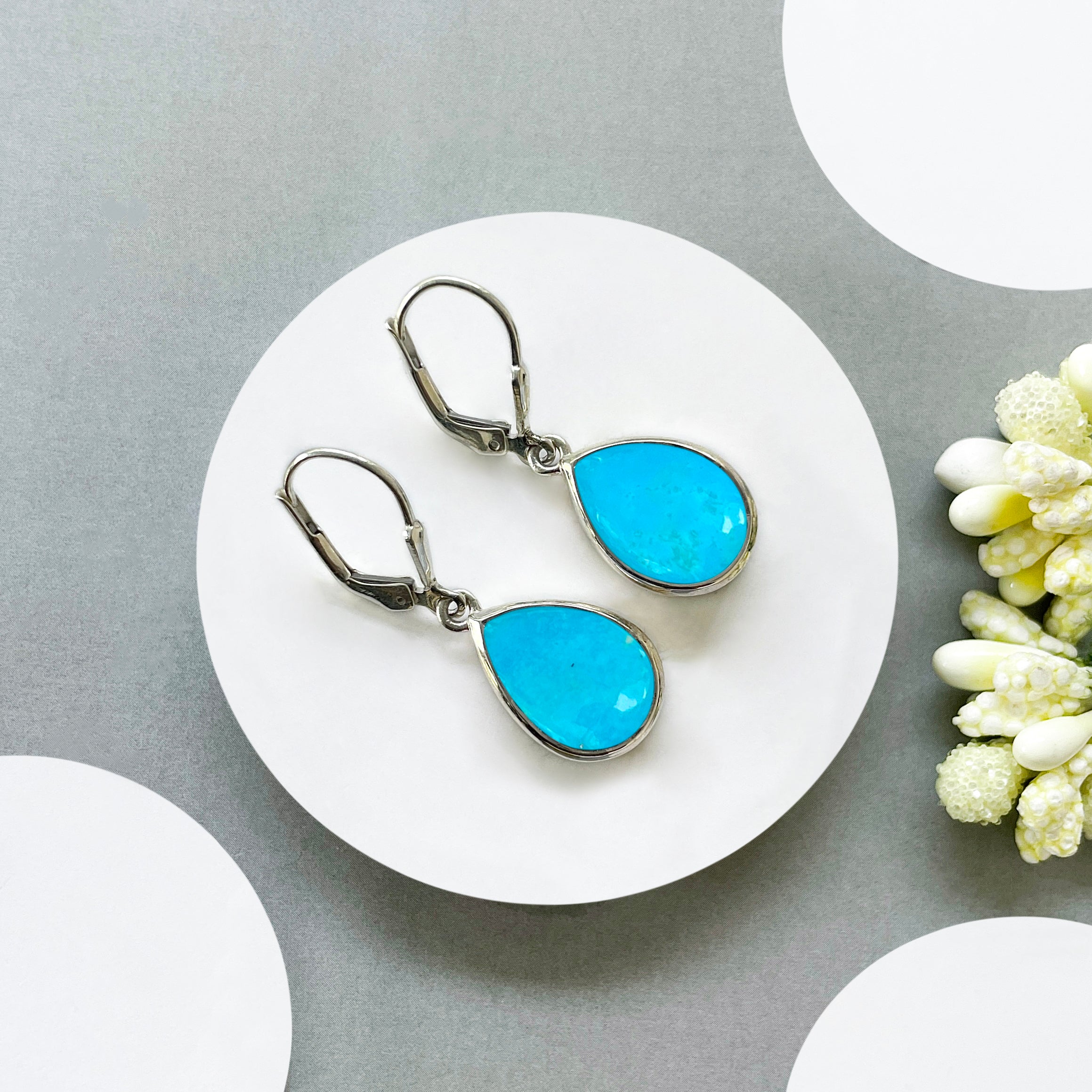 Turquoise Leverback Earring-(TRQ-SE-731.)