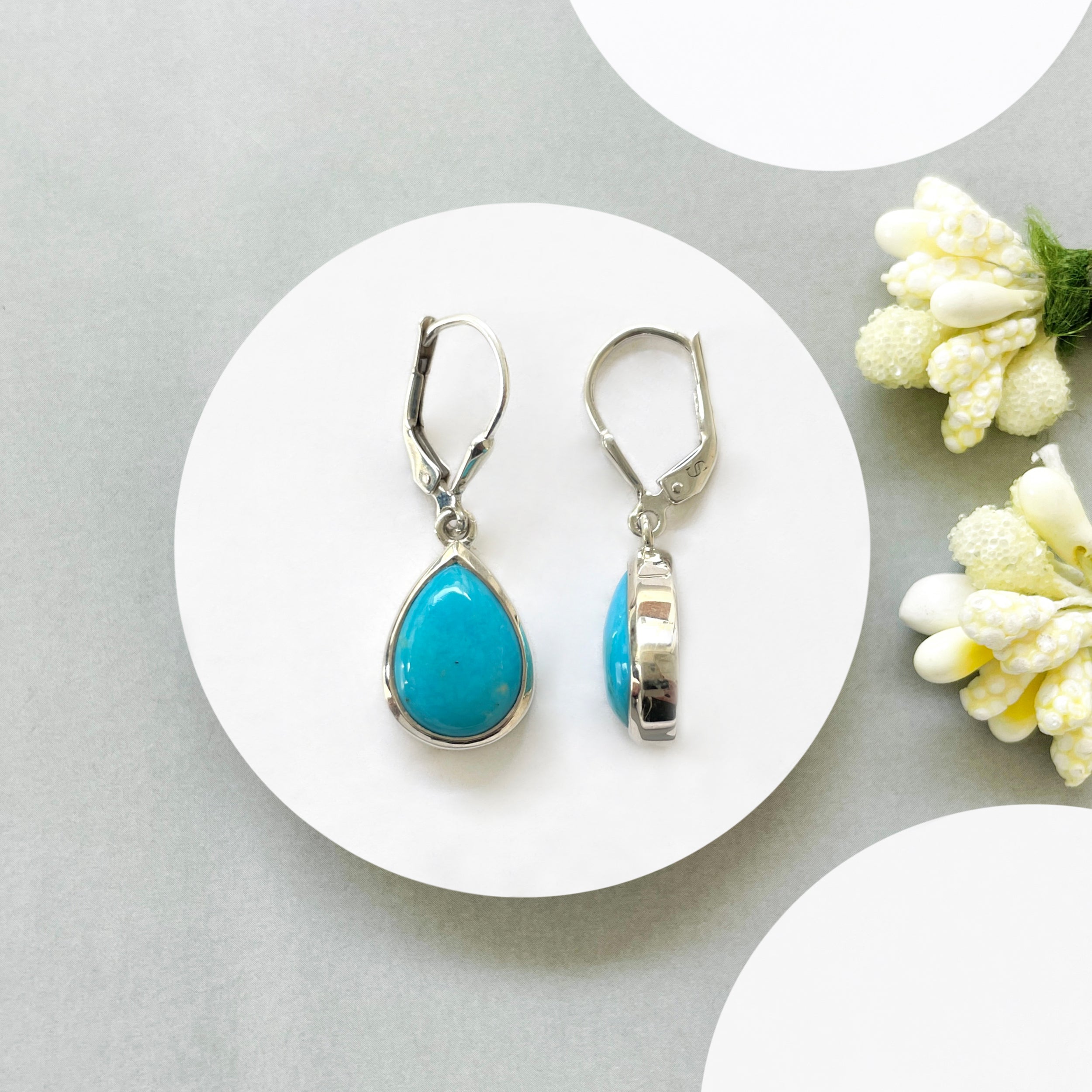 Turquoise Leverback Earring-(TRQ-SE-731.)