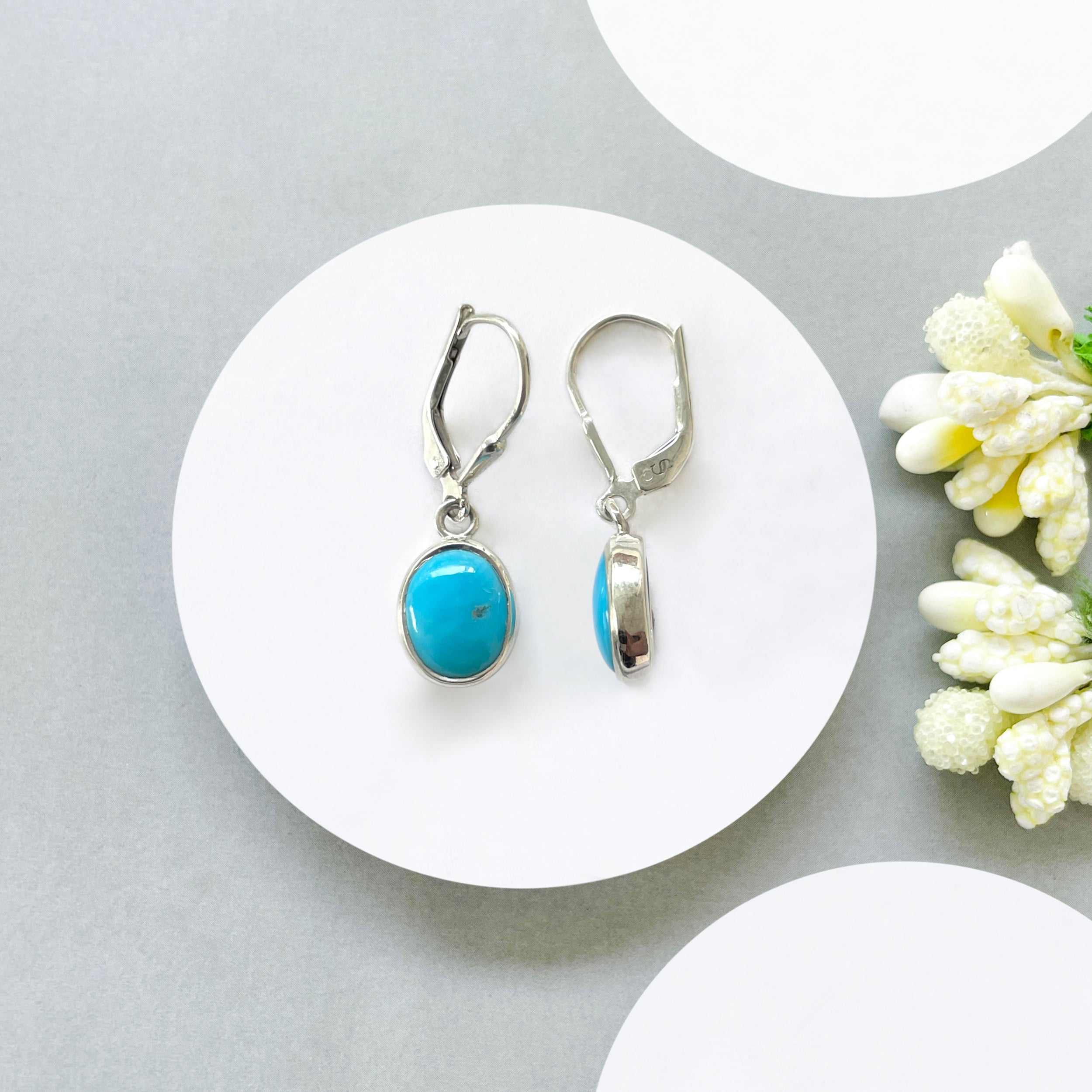 Turquoise Leverback Earring-(TRQ-SE-829.)