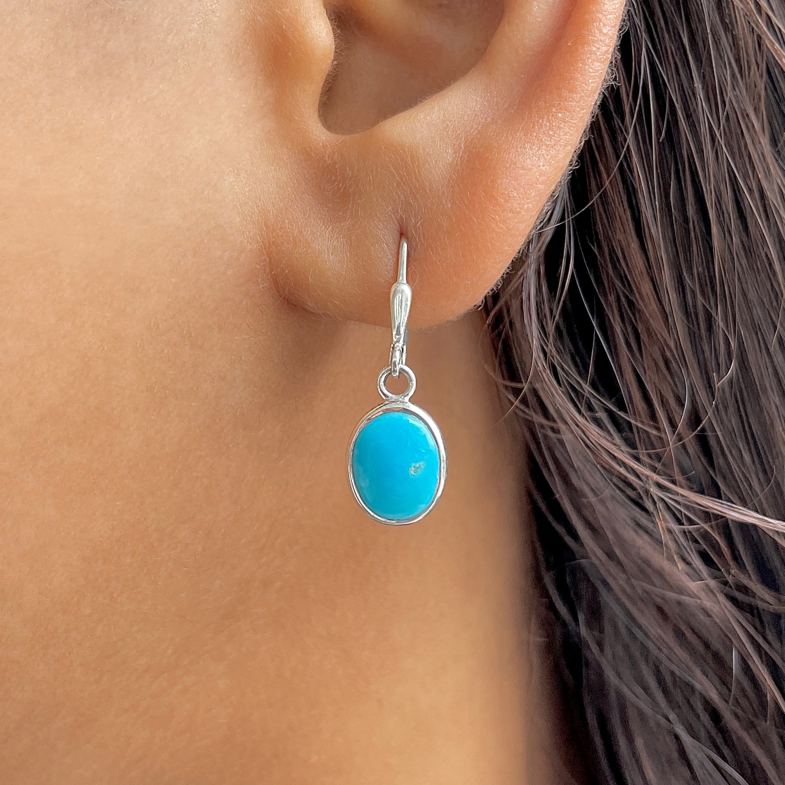 Turquoise Leverback Earring-(TRQ-SE-829.)