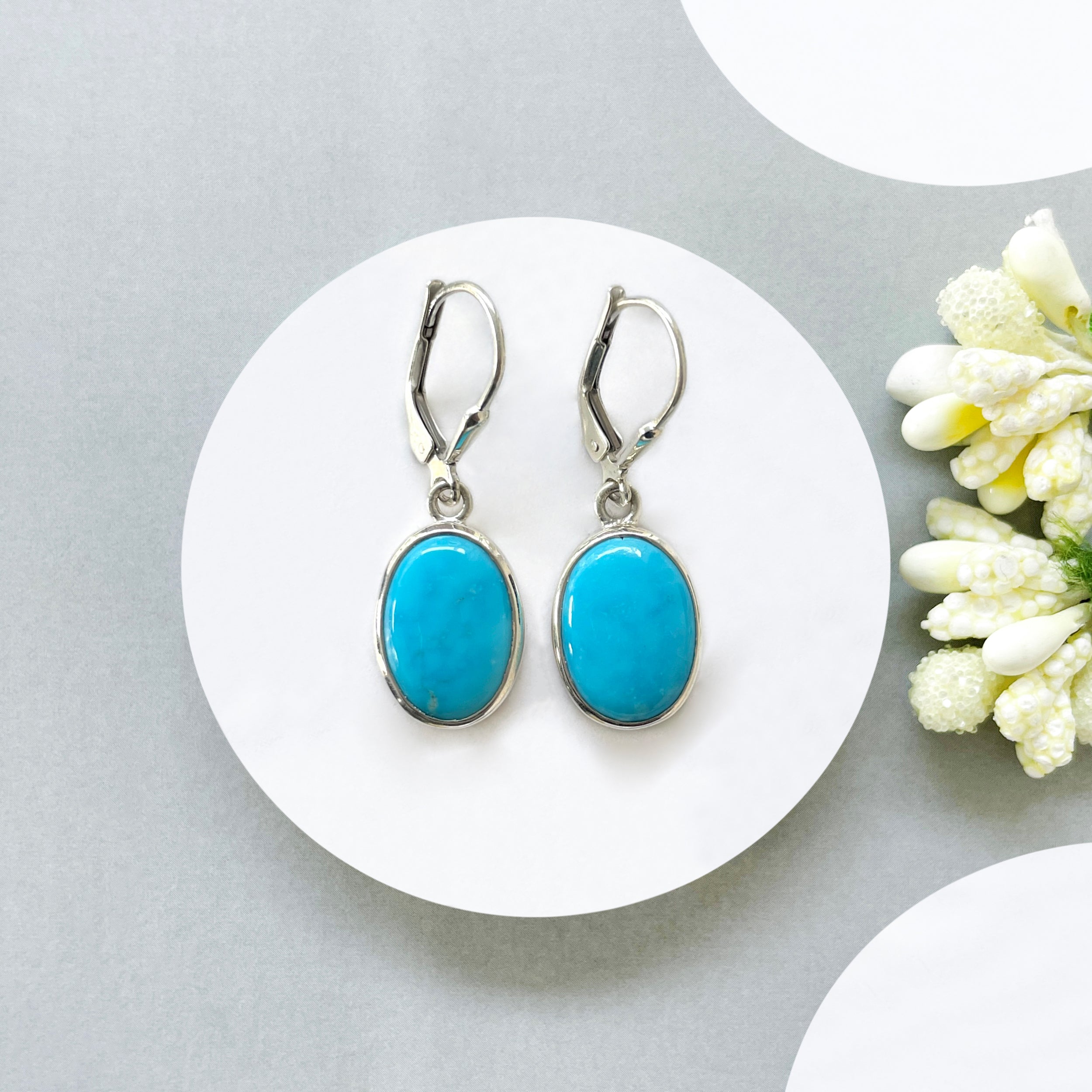 Turquoise Leverback Earring-(TRQ-SE-830.)