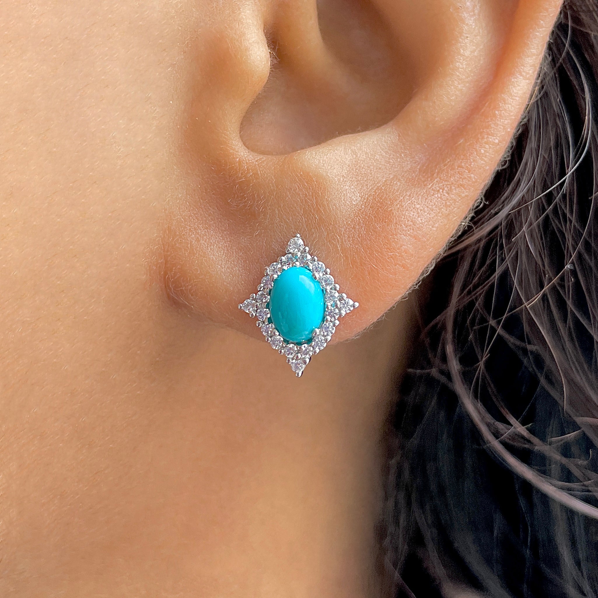 Turquoise Stud Earring-(TRQ-SE-849.)