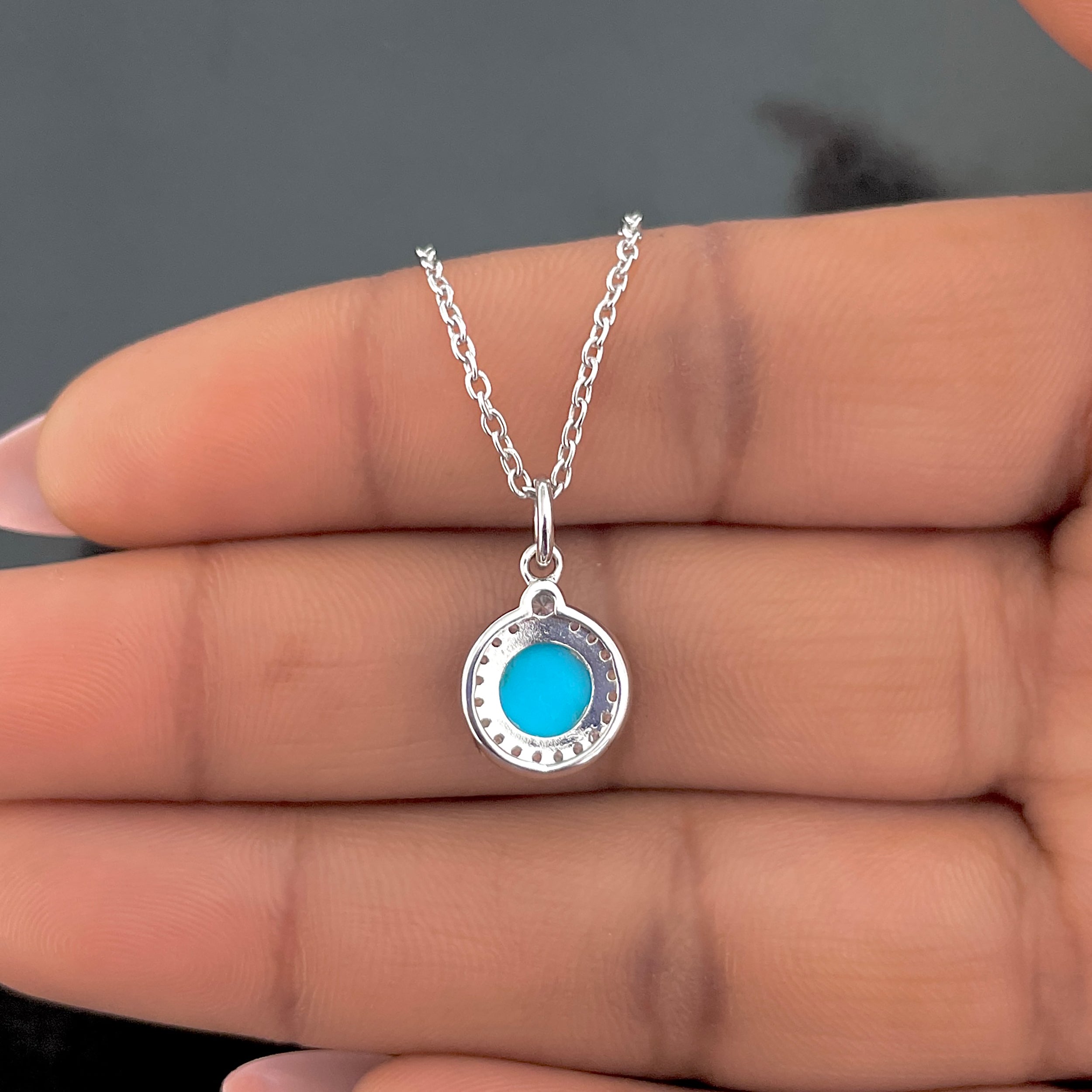 Turquoise & White Topaz Necklace-(TRQ-SN-72.)
