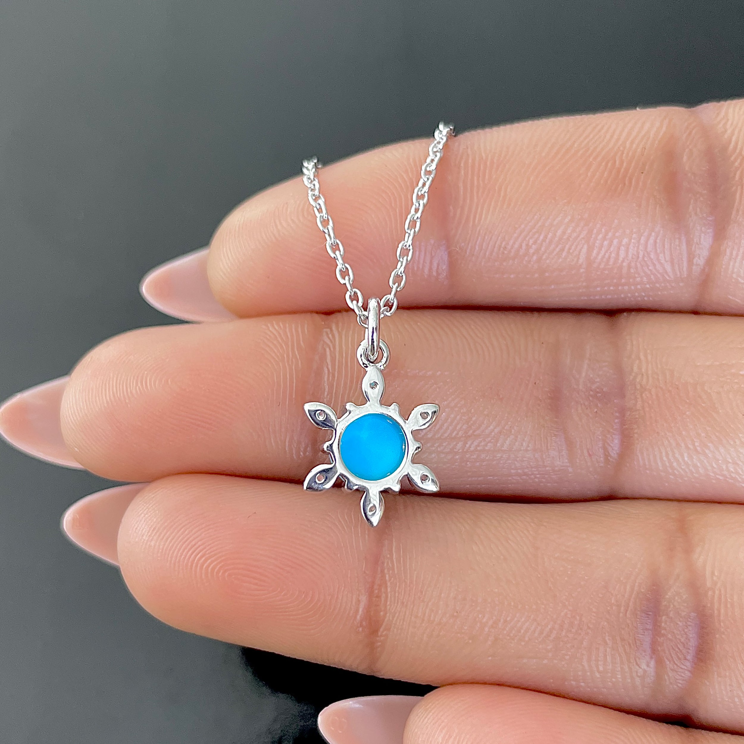 Turquoise & White Topaz Necklace-(TRQ-SN-75.)