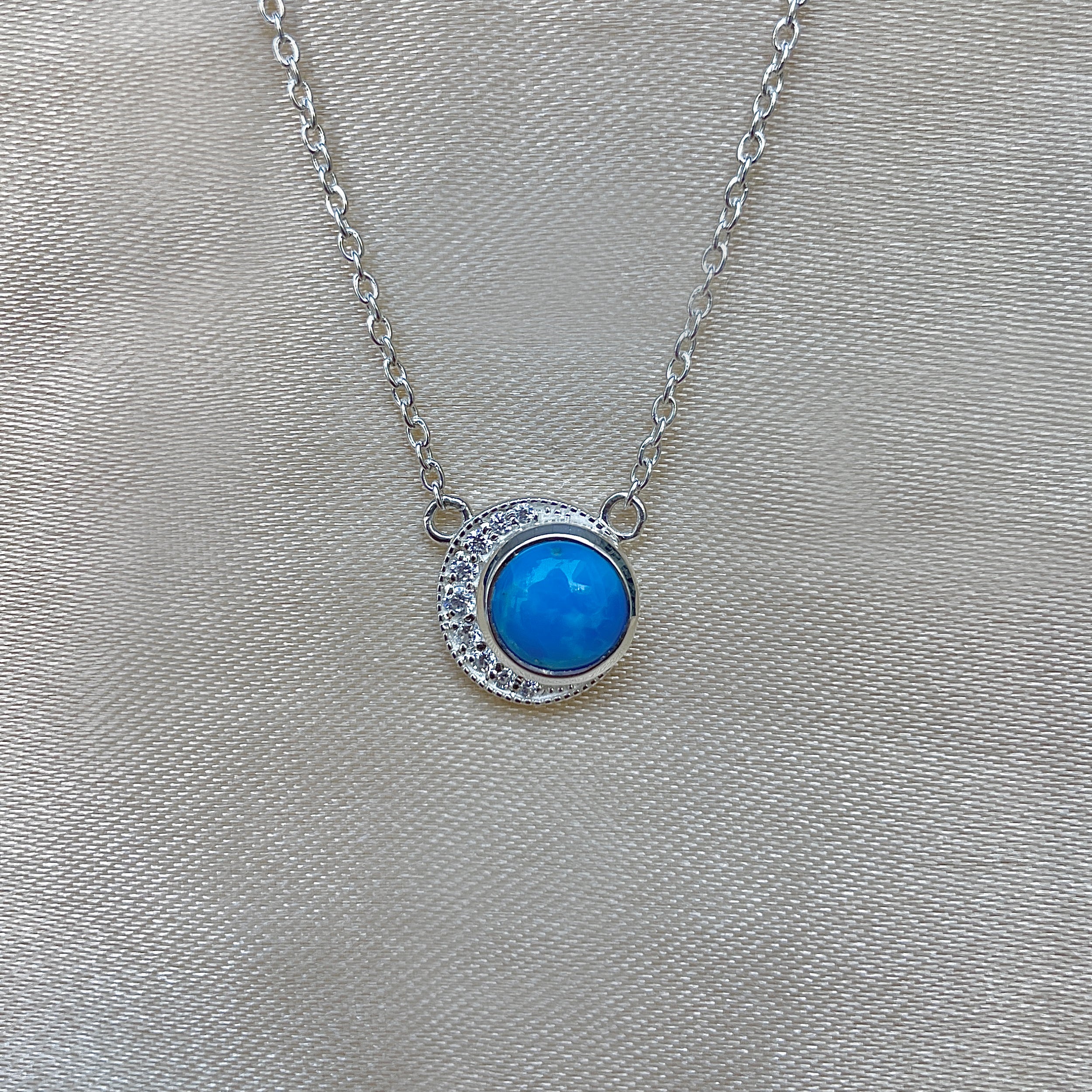 Turquoise & White Topaz Necklace-(TRQ-RN-83.)