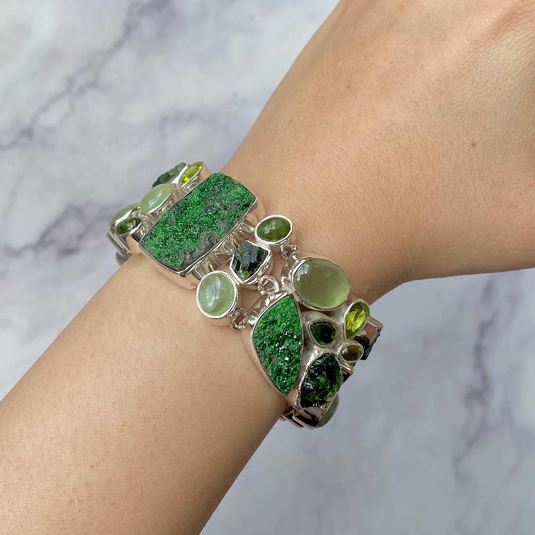 Uvarovite Druzy Bracelet-(UVR-B-1.)
