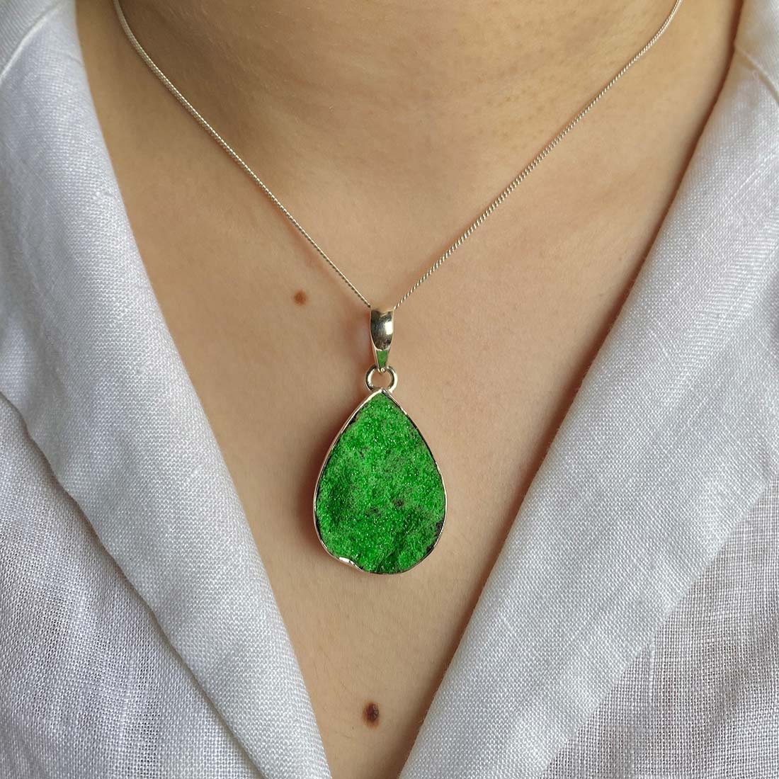 Uvarovite Druzy Pendant-(UVR-P-14.)