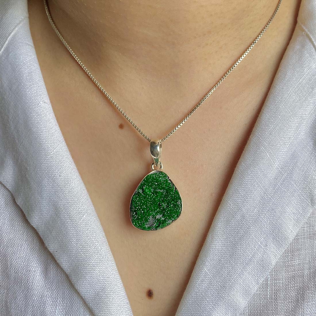 Uvarovite Druzy Pendant-(UVR-P-21.)