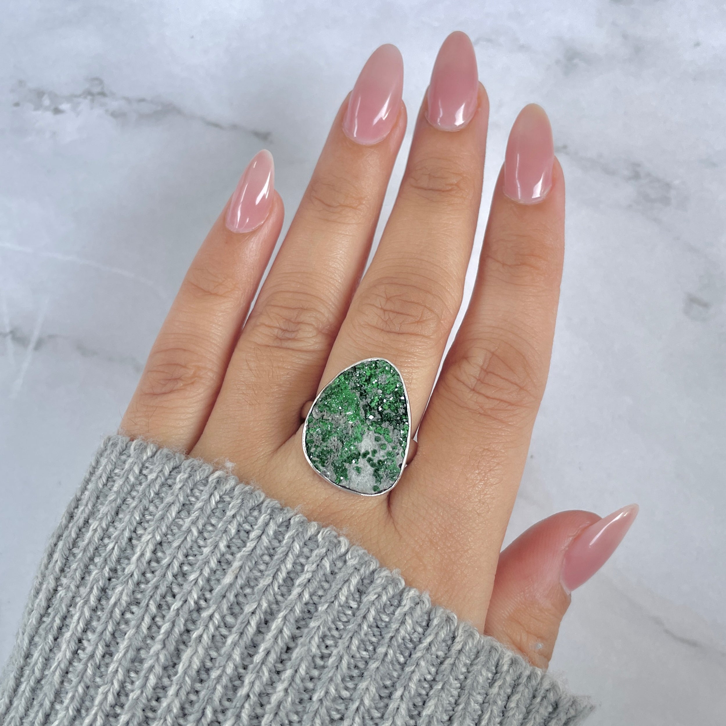 Uvarovite Adjustable Ring-(UVR-R-114.)