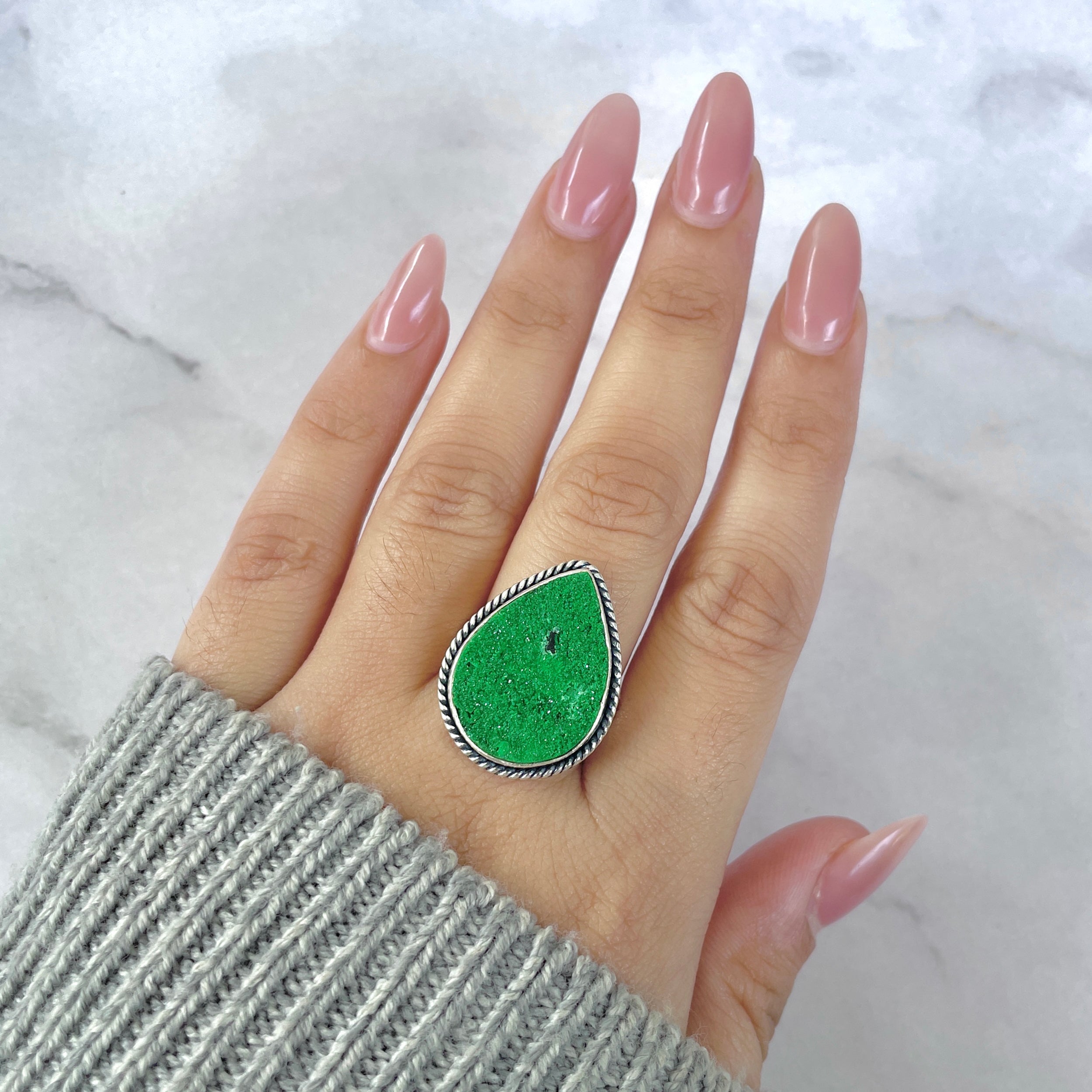 Uvarovite Adjustable Ring-(UVR-R-121.)