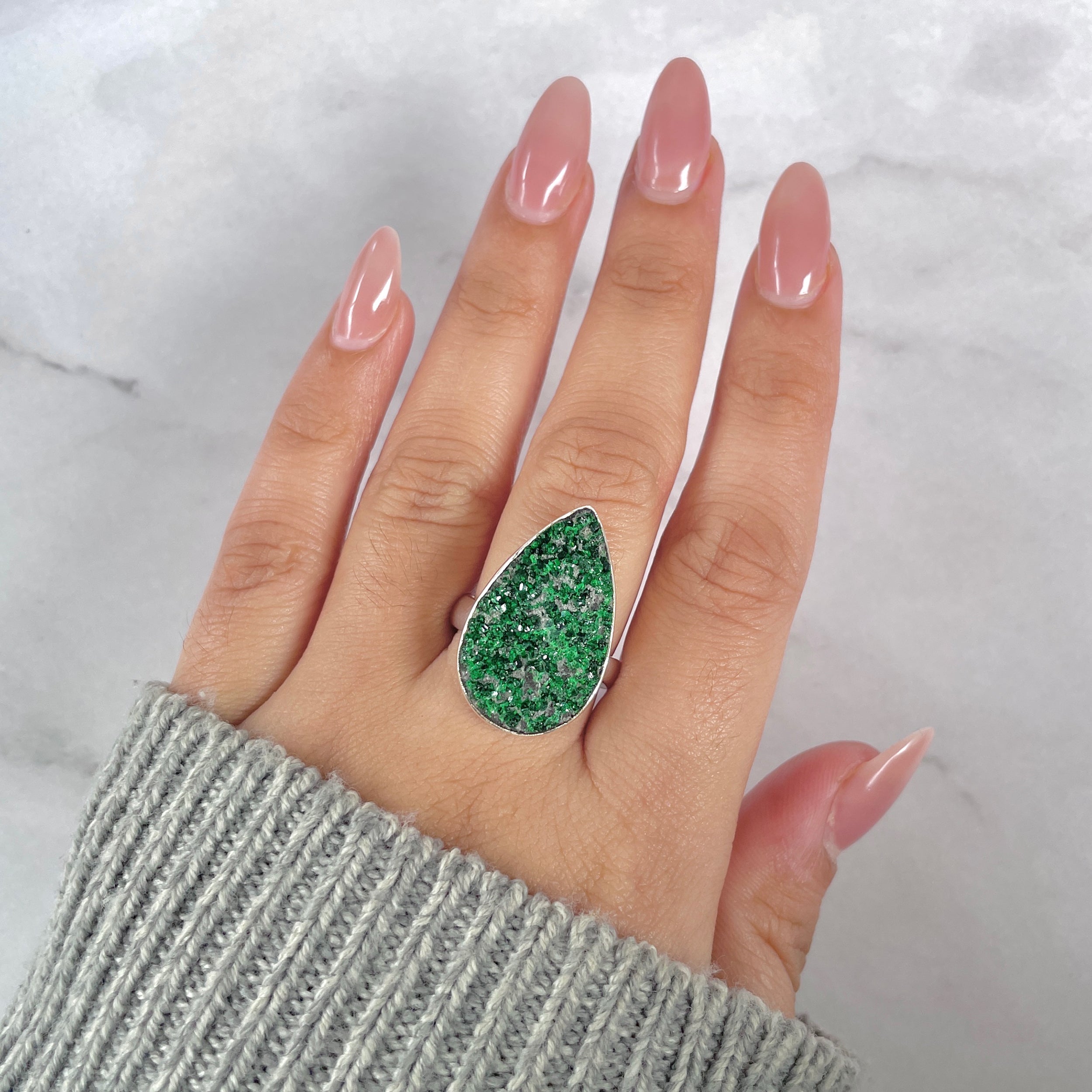 Uvarovite Adjustable Ring-(UVR-R-133.)