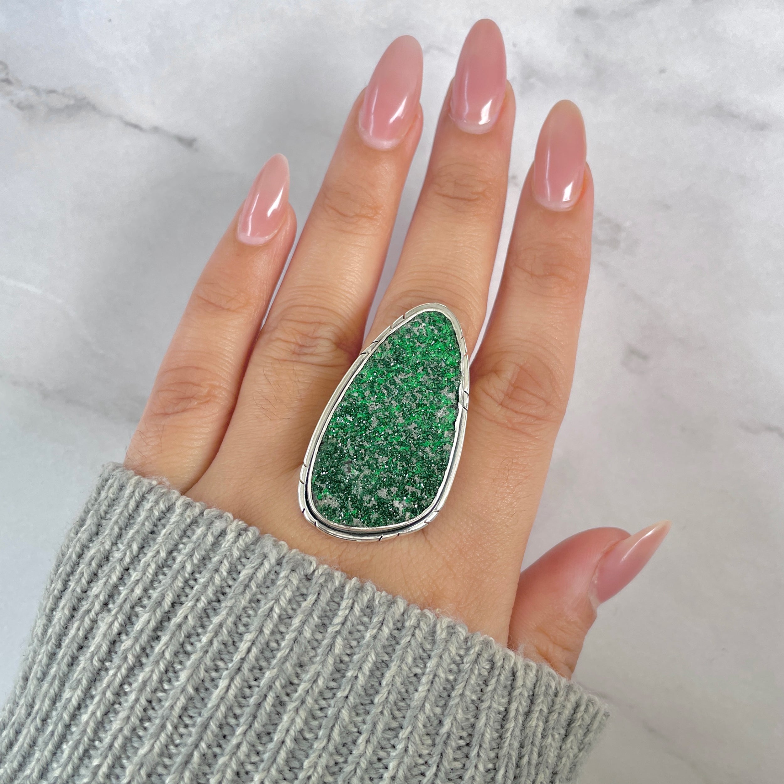 Uvarovite Adjustable Ring-(UVR-R-139.)