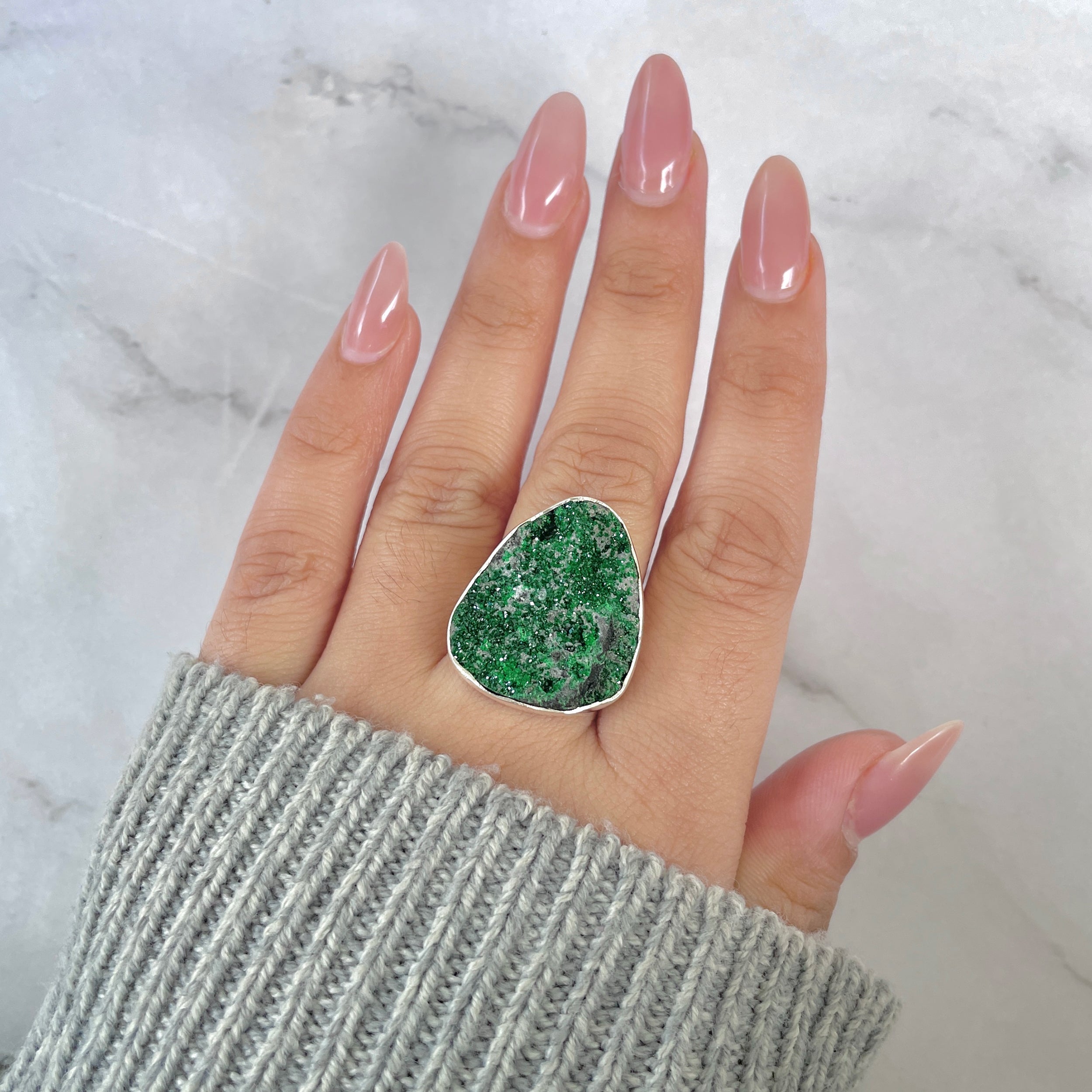 Uvarovite Adjustable Ring-(UVR-R-157.)