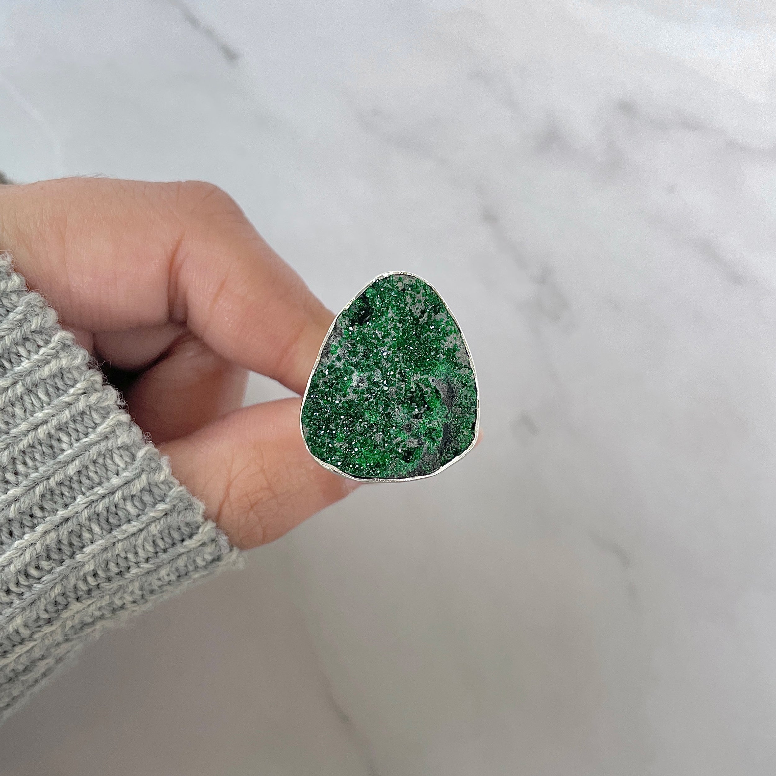 Uvarovite Adjustable Ring-(UVR-R-157.)