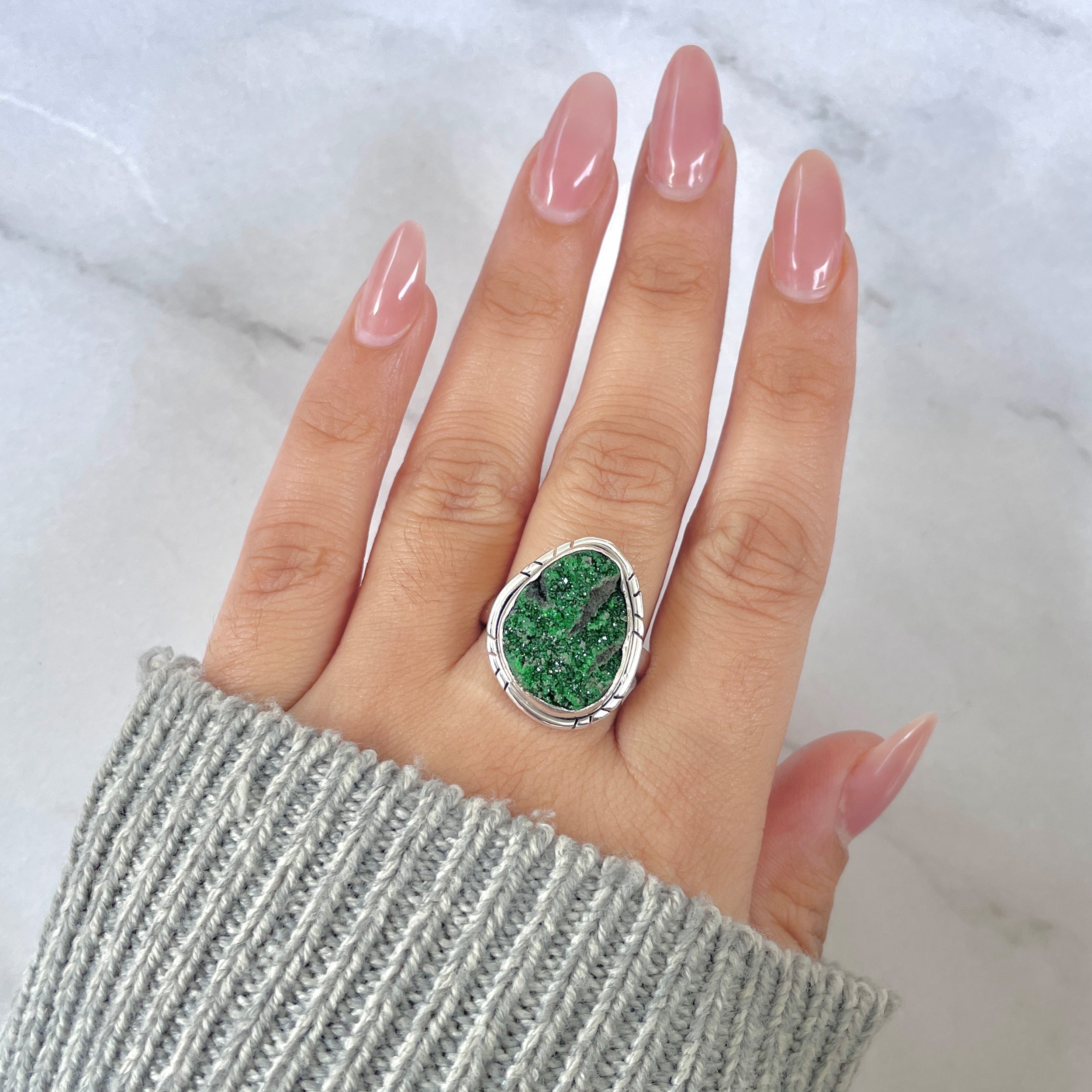 Uvarovite Adjustable Ring-(UVR-R-161.)