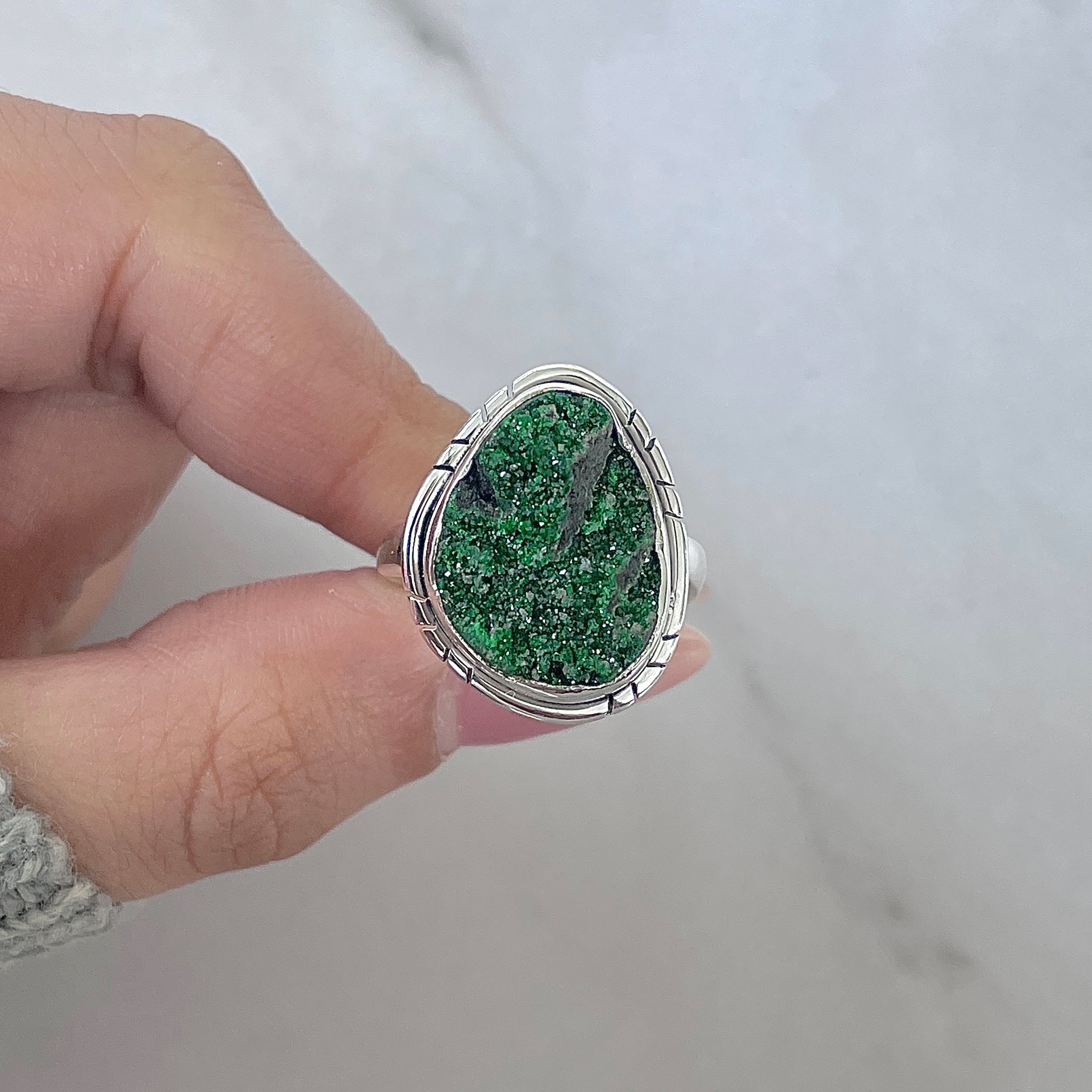 Uvarovite Adjustable Ring-(UVR-R-161.)