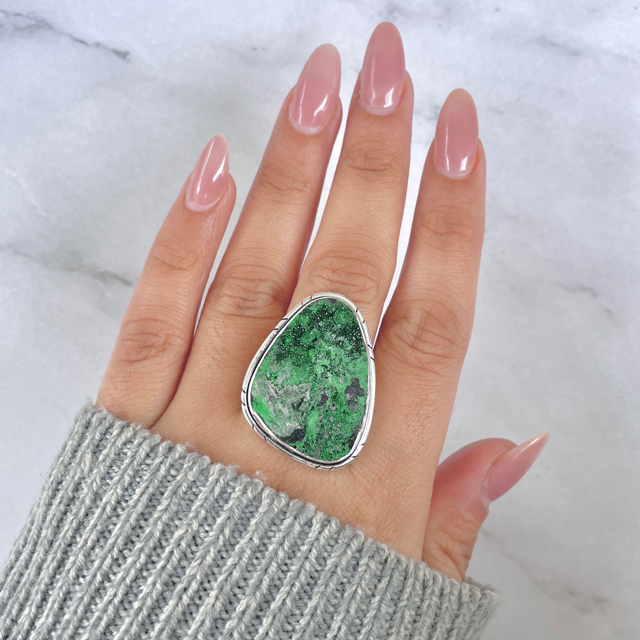 Uvarovite Adjustable Ring-(UVR-R-162.)