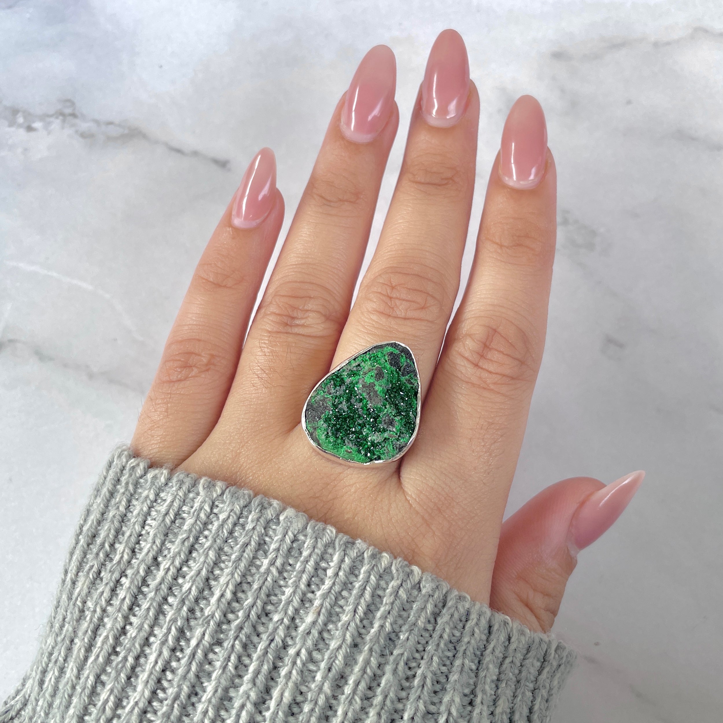 Uvarovite Adjustable Ring-(UVR-R-163.)